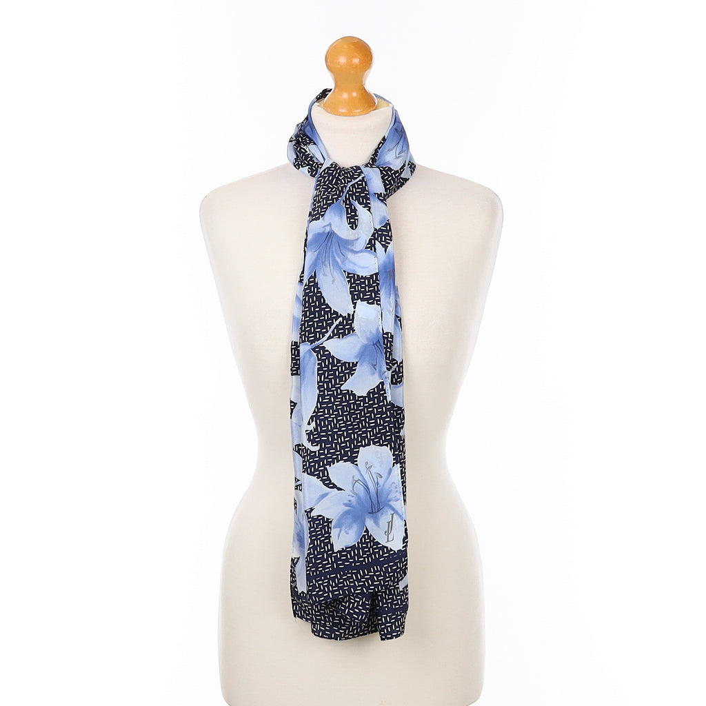 Jammers & Leufgen Blue Floral Silk Scarf