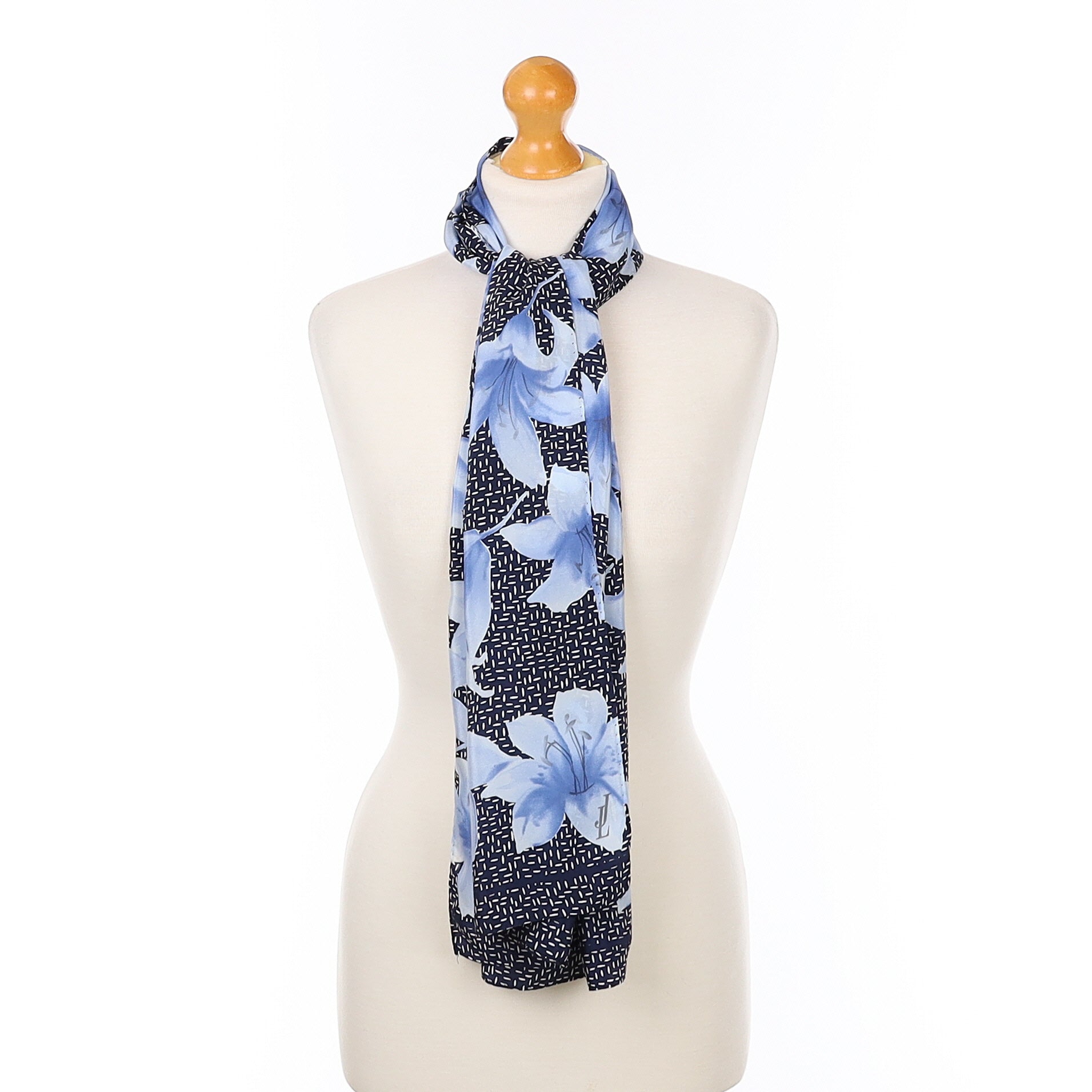 Jammers & Leufgen Blue Floral Silk Scarf