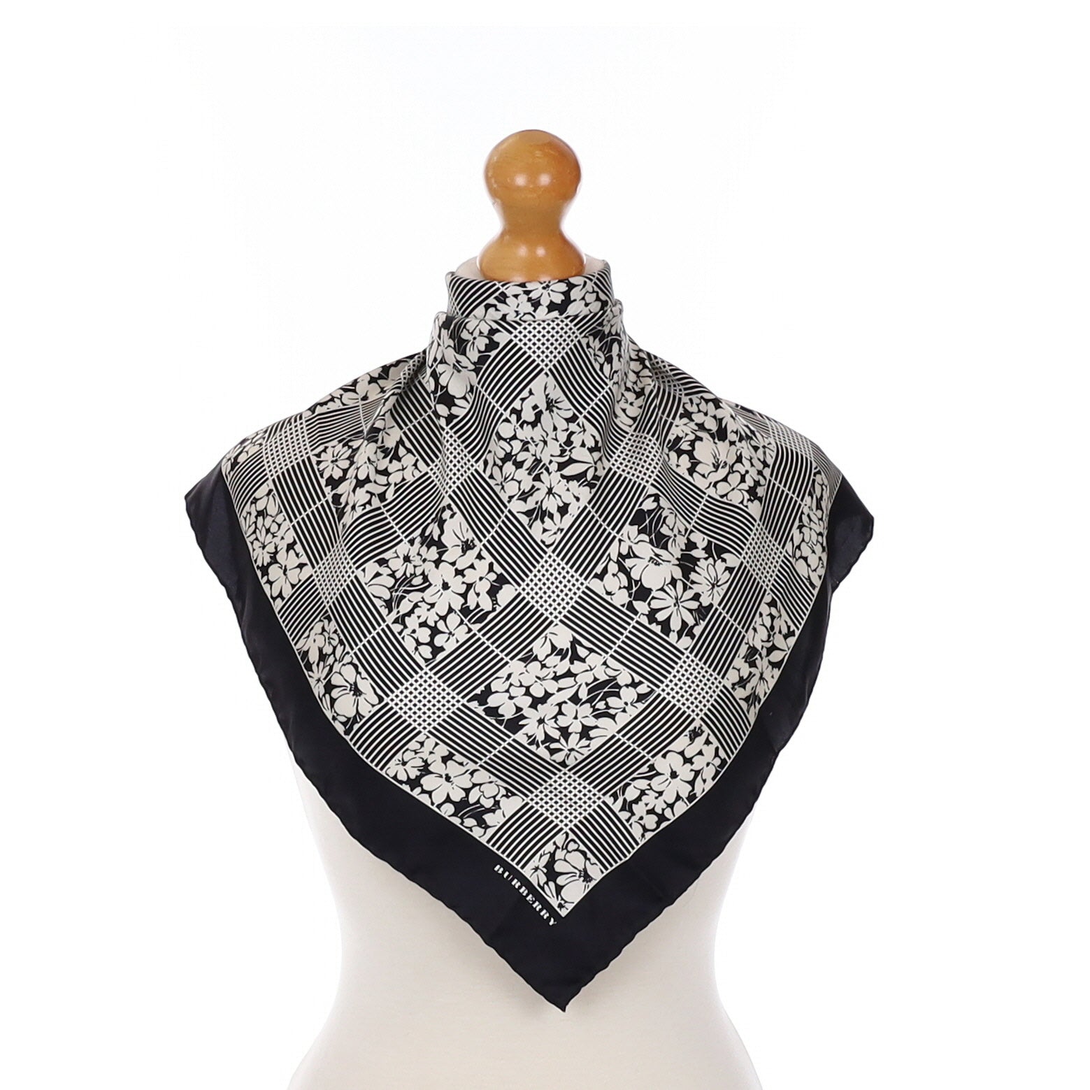 Pristine Burberry Monochrome Silk Scarf