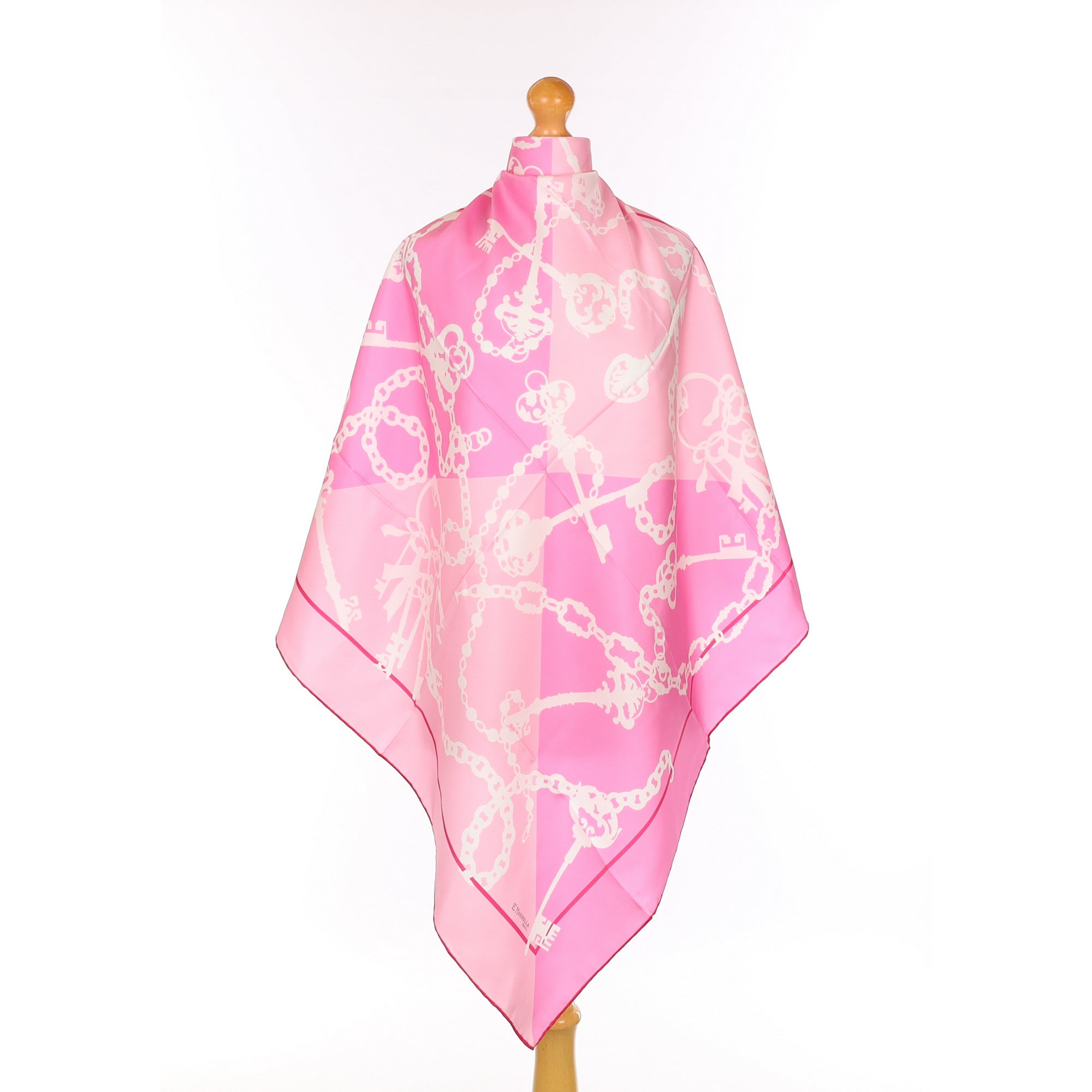 Brand New E Marinella Pink Keys Silk Scarf