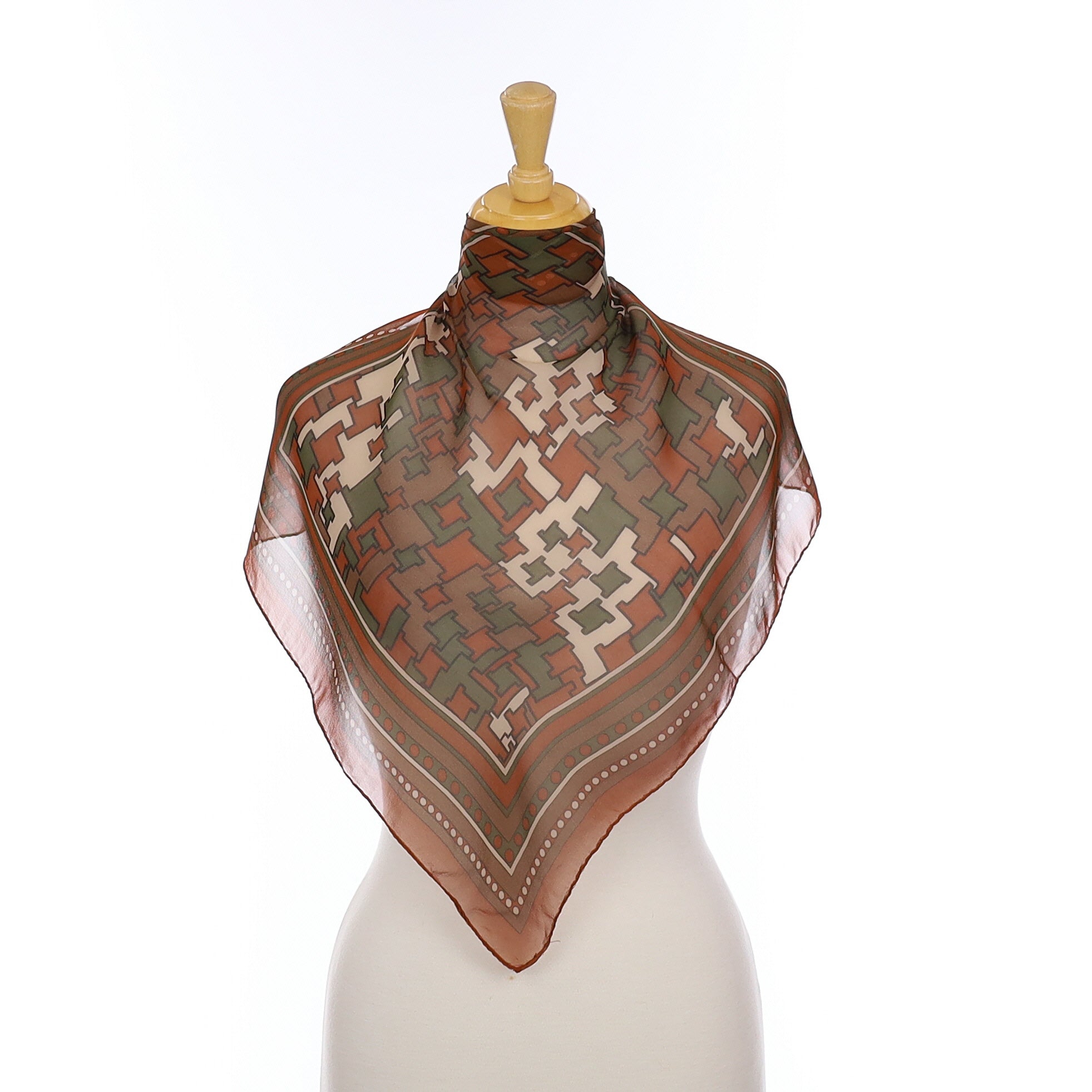 Italian Laura Biagiotti Brown Patterned Silk Scarf