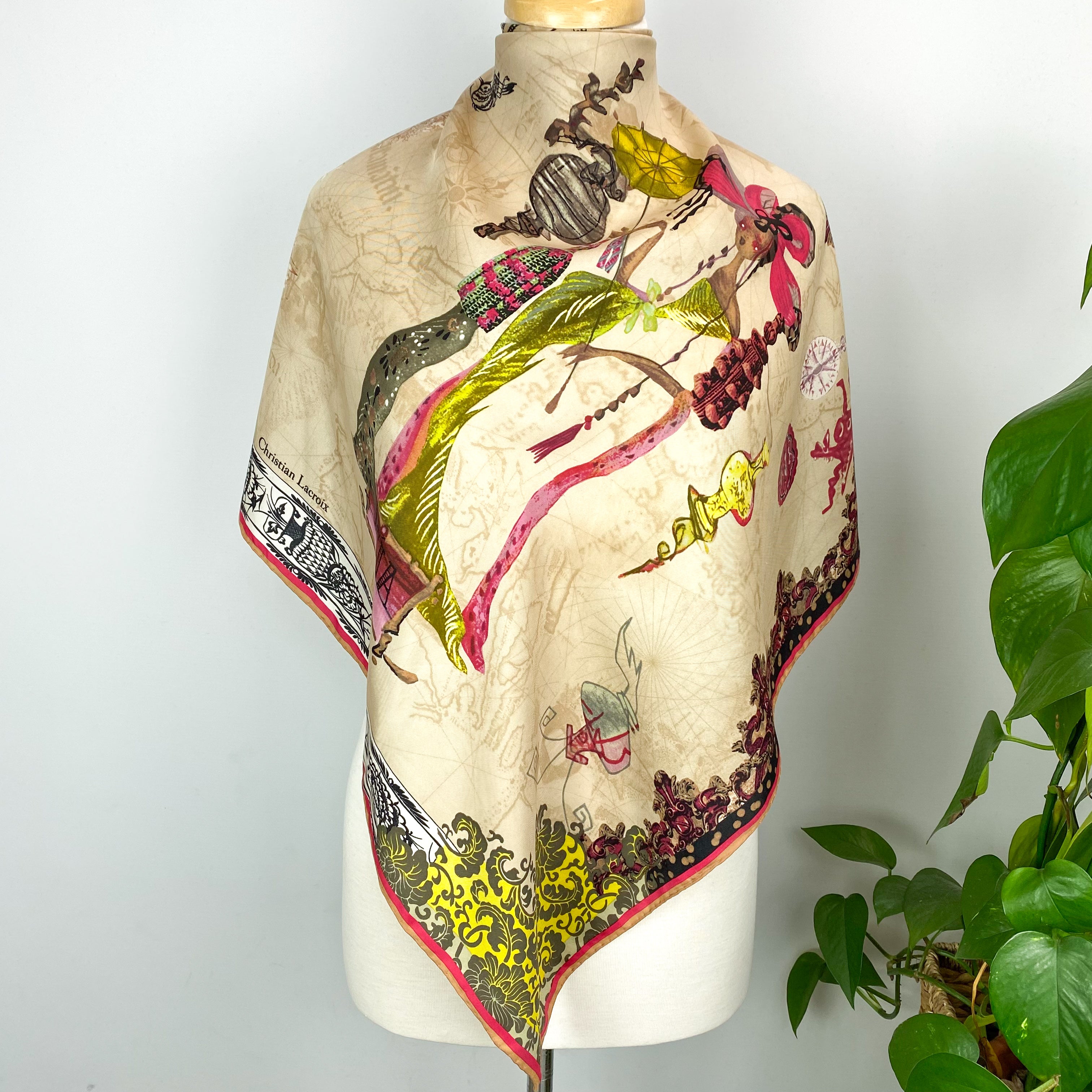 Christian Lacroix Abstract Designer Silk Scarf