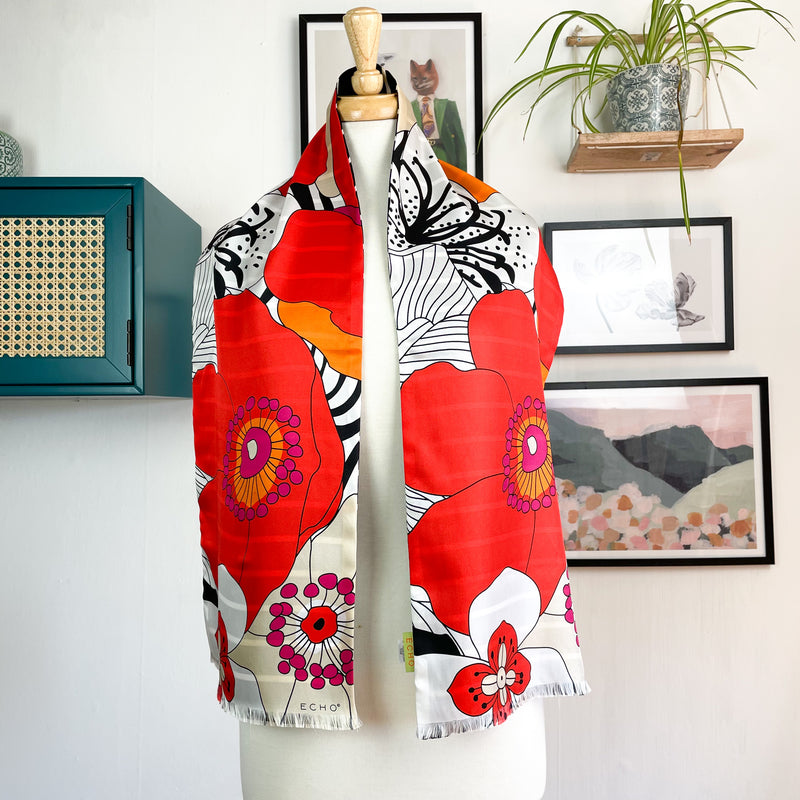 Echo Floral Design Vintage Silk Scarf