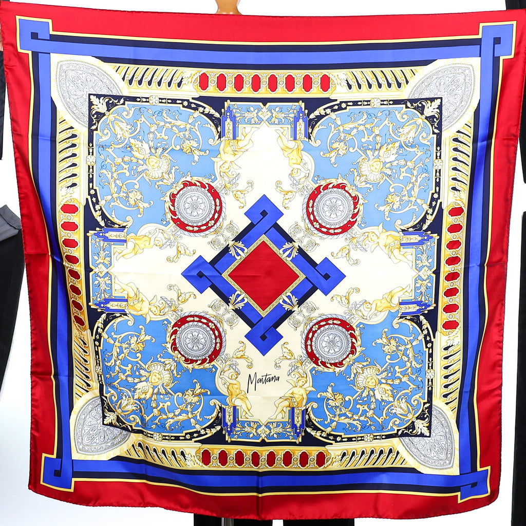 Brand New Blue and Red Montana Silk Scarf