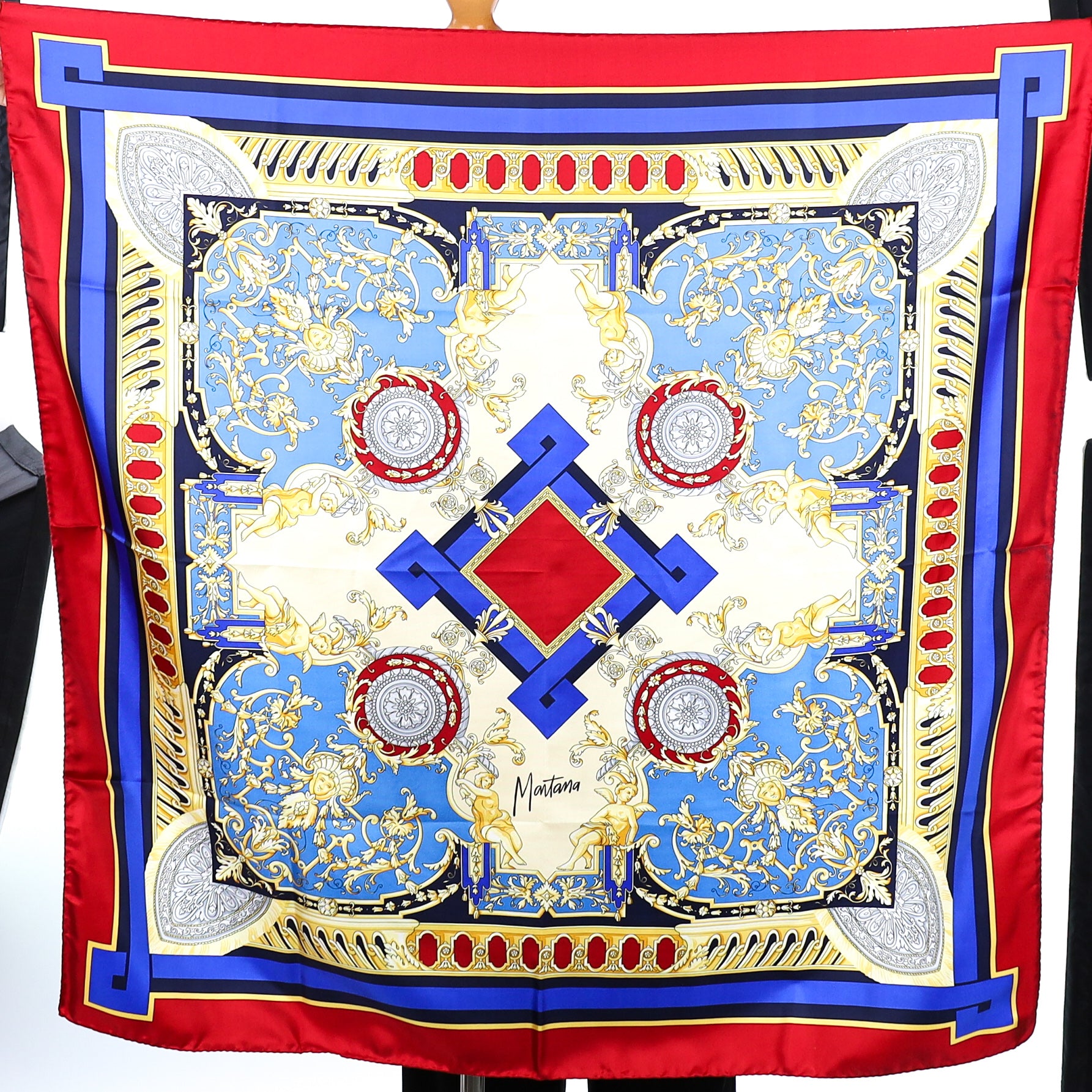 Brand New Blue and Red Montana Silk Scarf