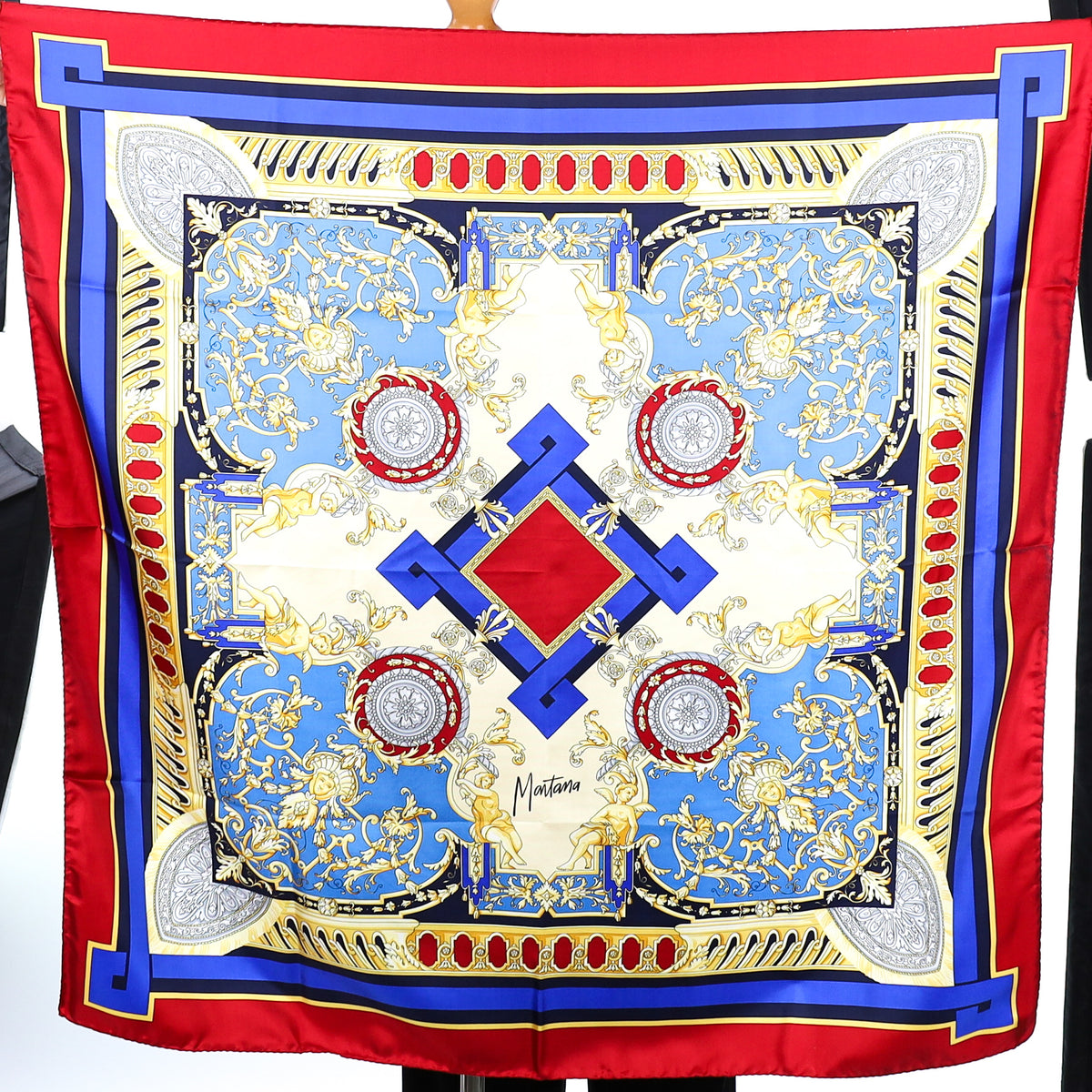 Brand New Blue and Red Montana Silk Scarf
