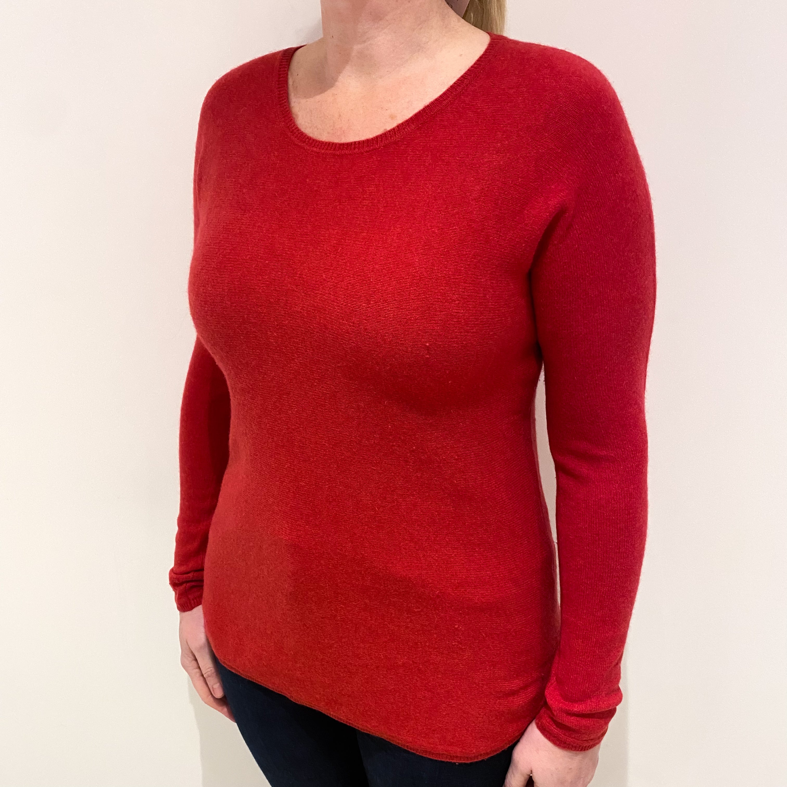 Strawberry Red Cashmere Crew Neck Jumper Large