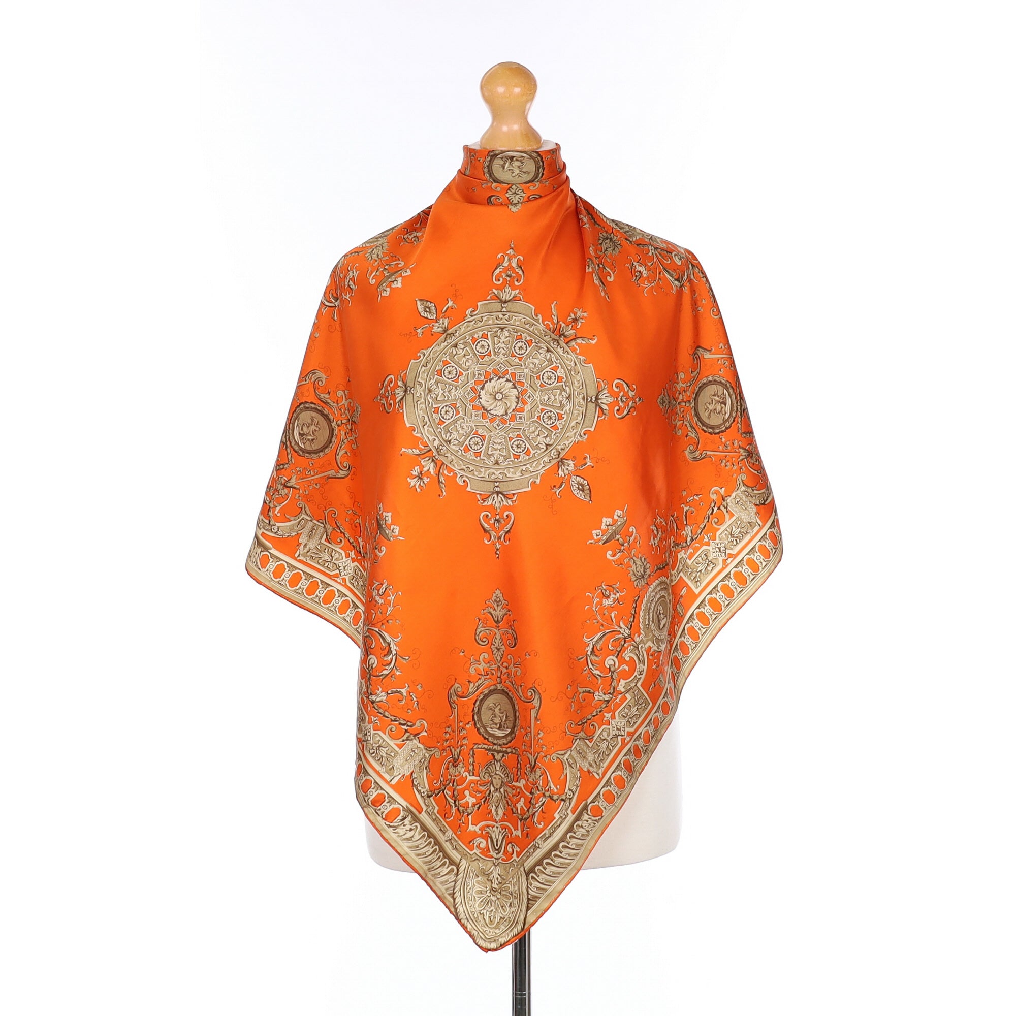 Orange and Gold Baroque Silk Scarf