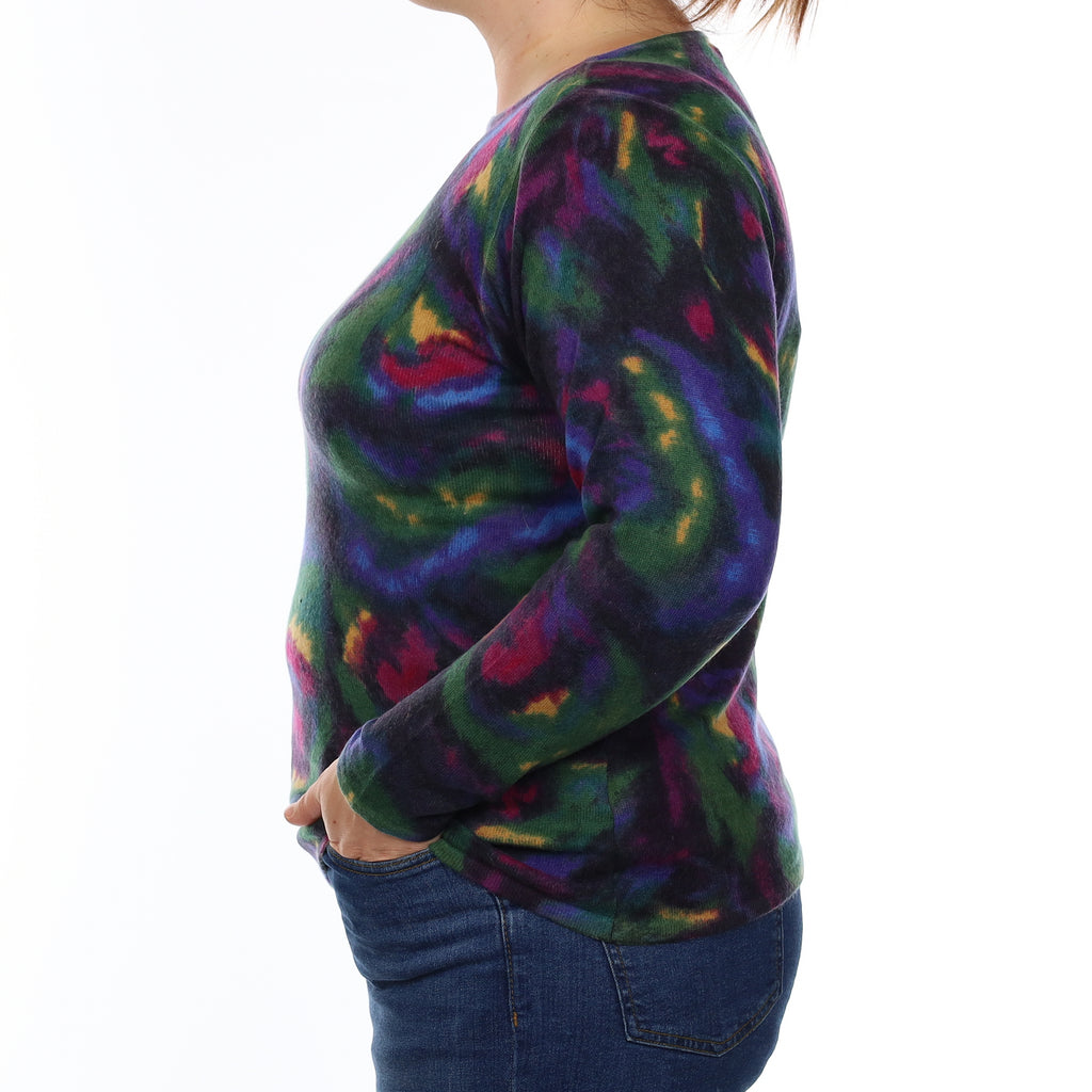 Multicolour Abstract Cashmere Crew Neck Jumper Large