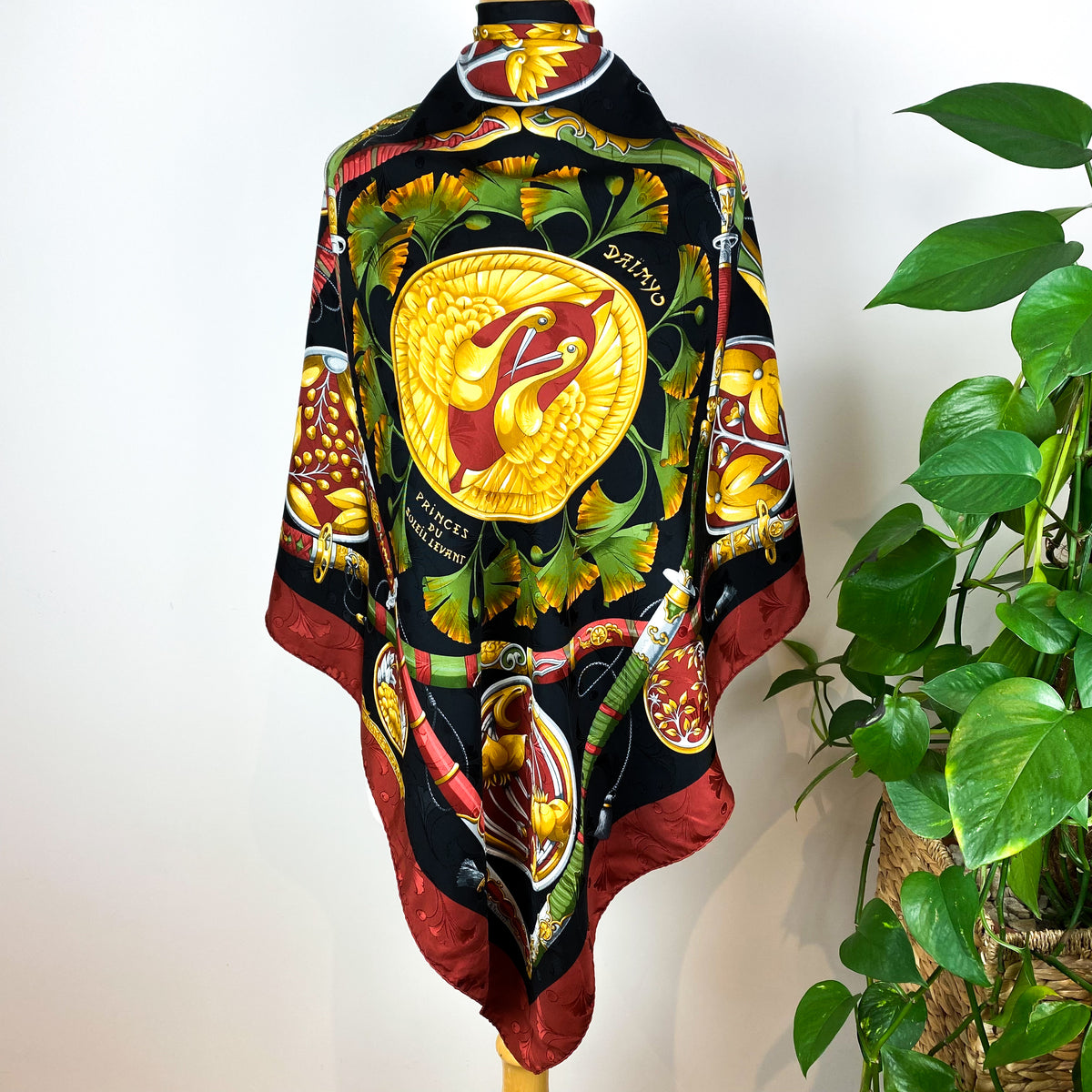 Boxed Hermes Daimyo 1991 Designer Silk Scarf