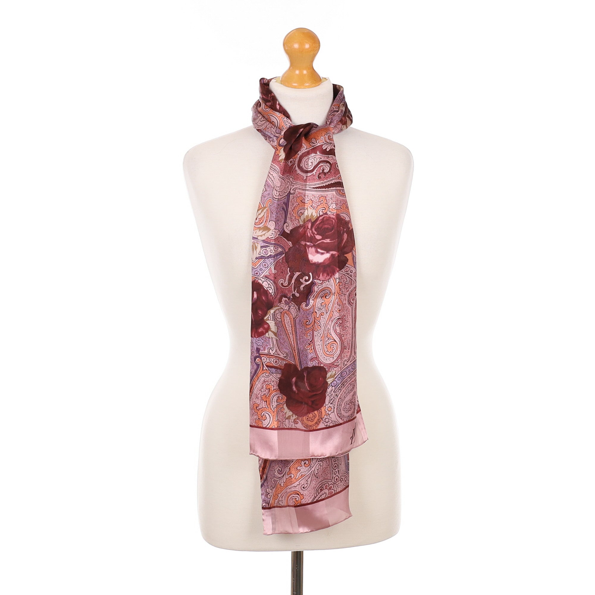 Brand New Jammers & Leufgen Pink Paisley Silk Scarf