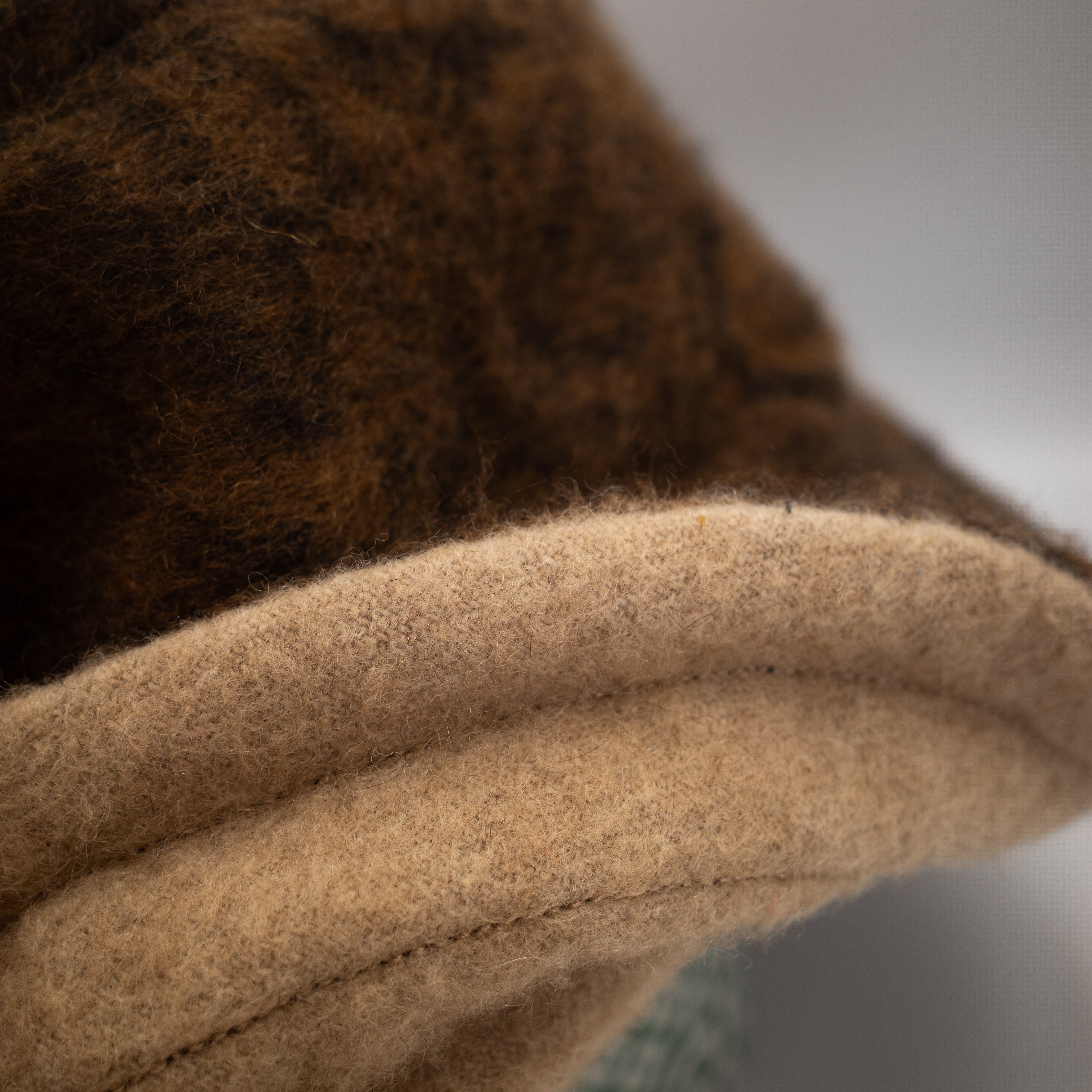 Tortoise Shell Brown Patterned Reversible Cashmere Bucket Hat Small