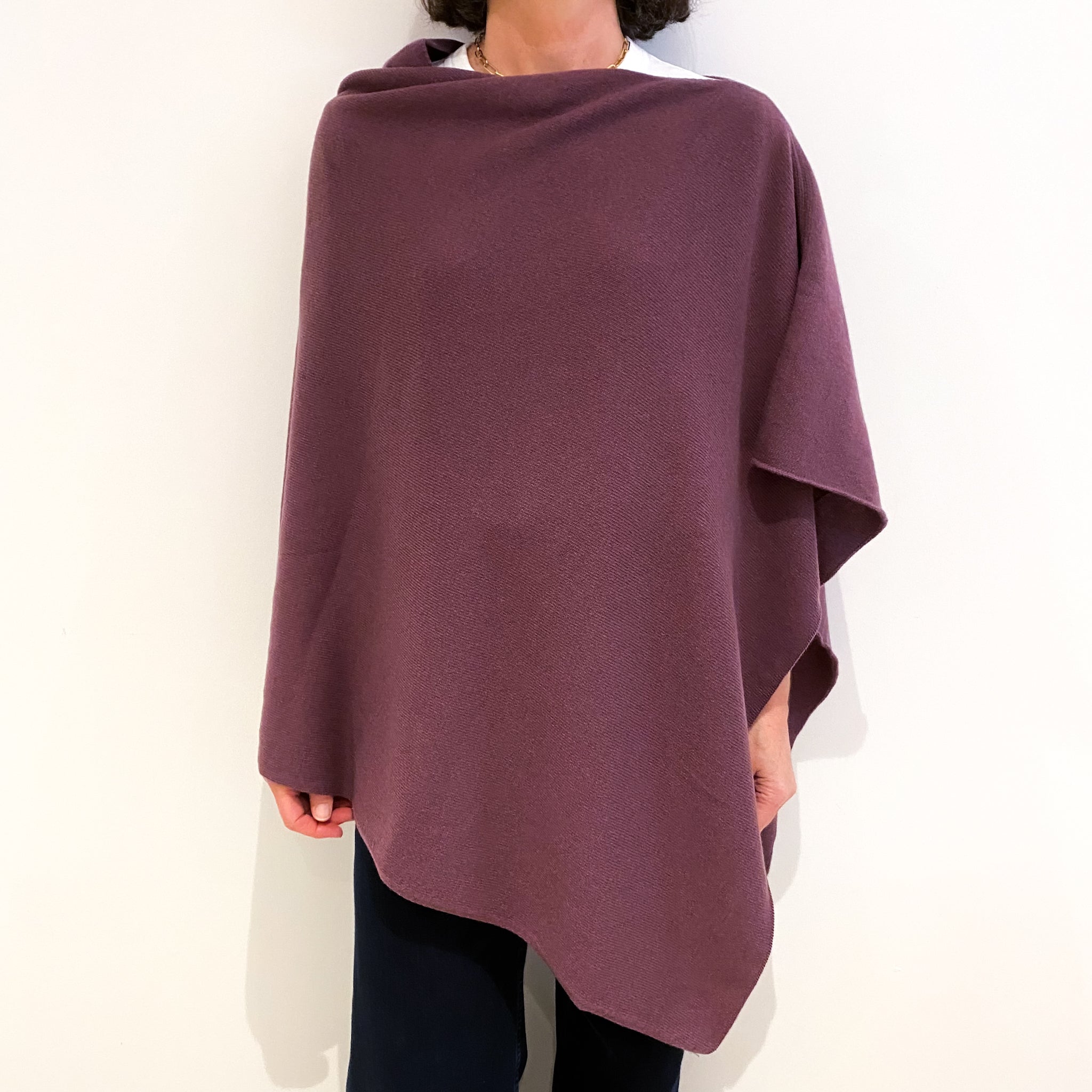 Brand New Scottish Deep Heather Purple Cashmere Poncho One Size