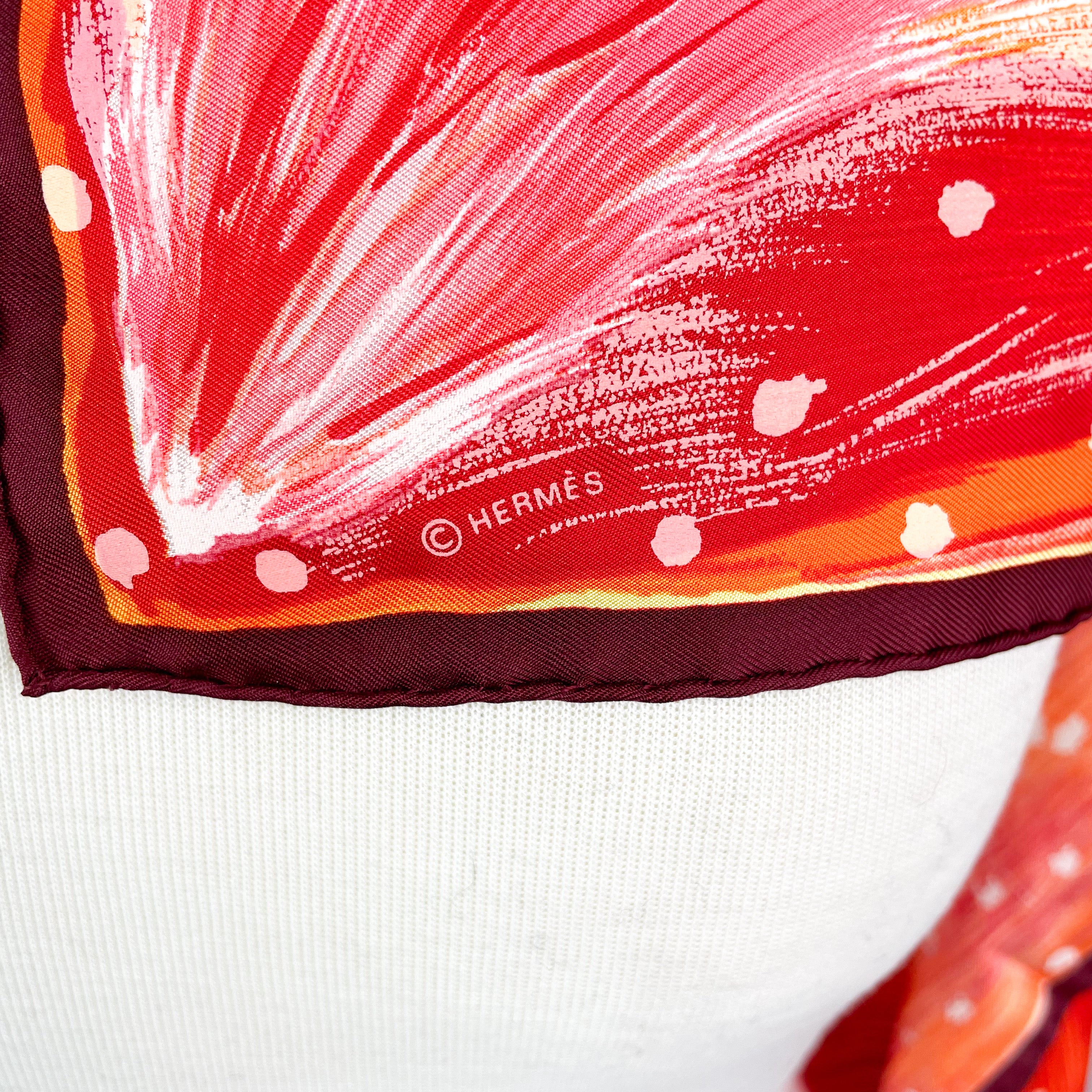 Boxed Hermes Feux du Ciel Vintage Silk Scarf