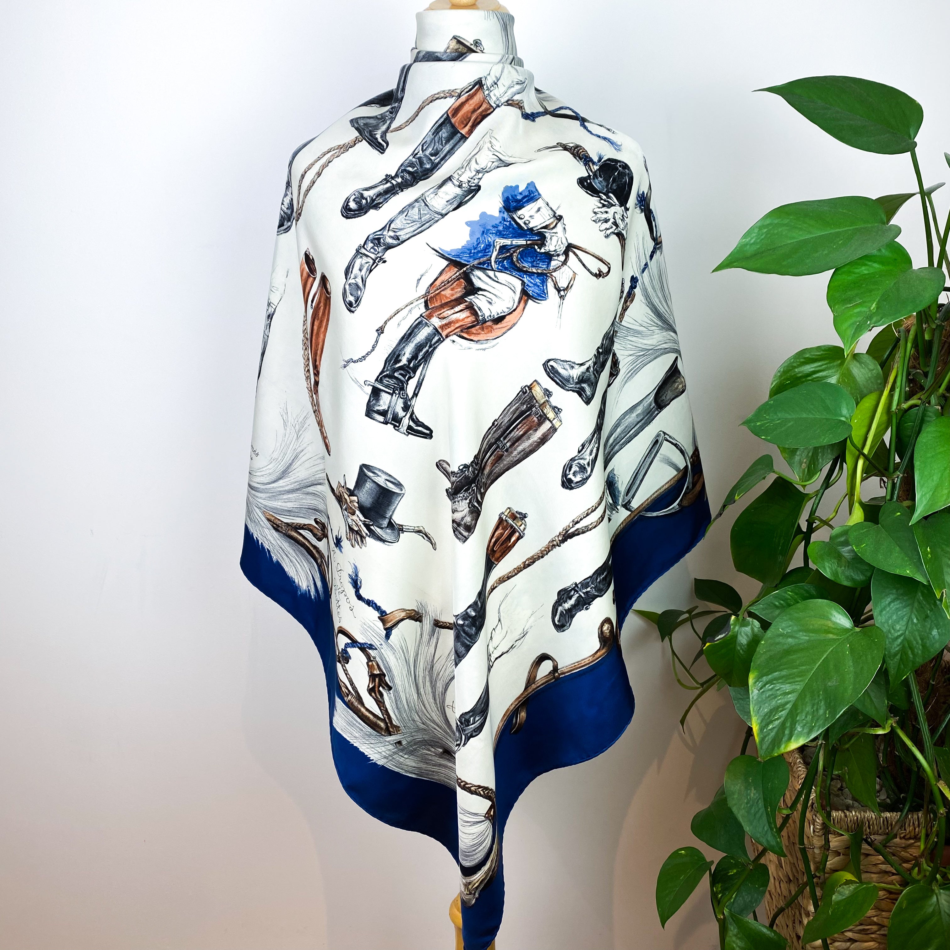 Boxed Hermes Propos de Bottes Vintage Silk Scarf