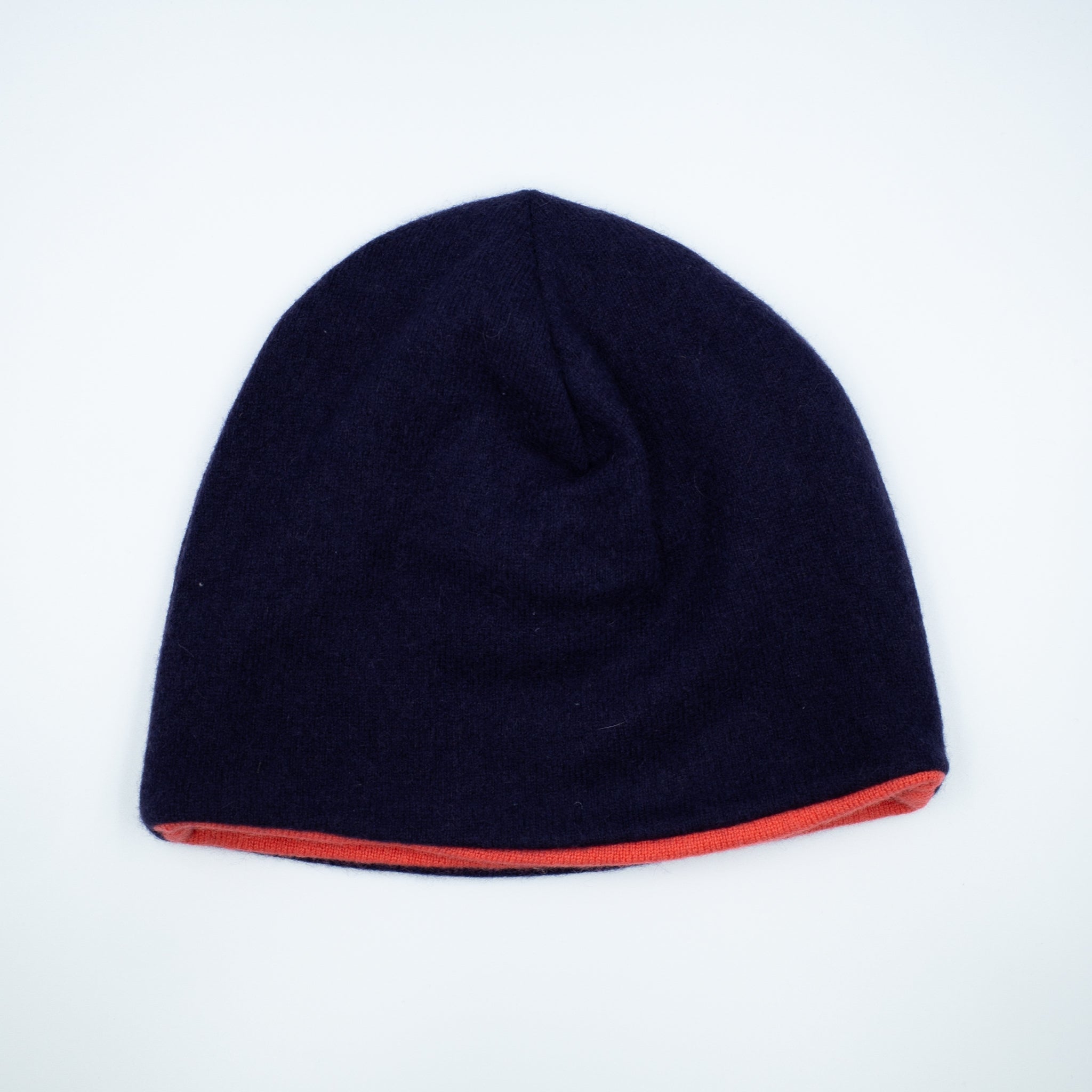 Grape Purple and Sunset Orange Cashmere Beanie Hat