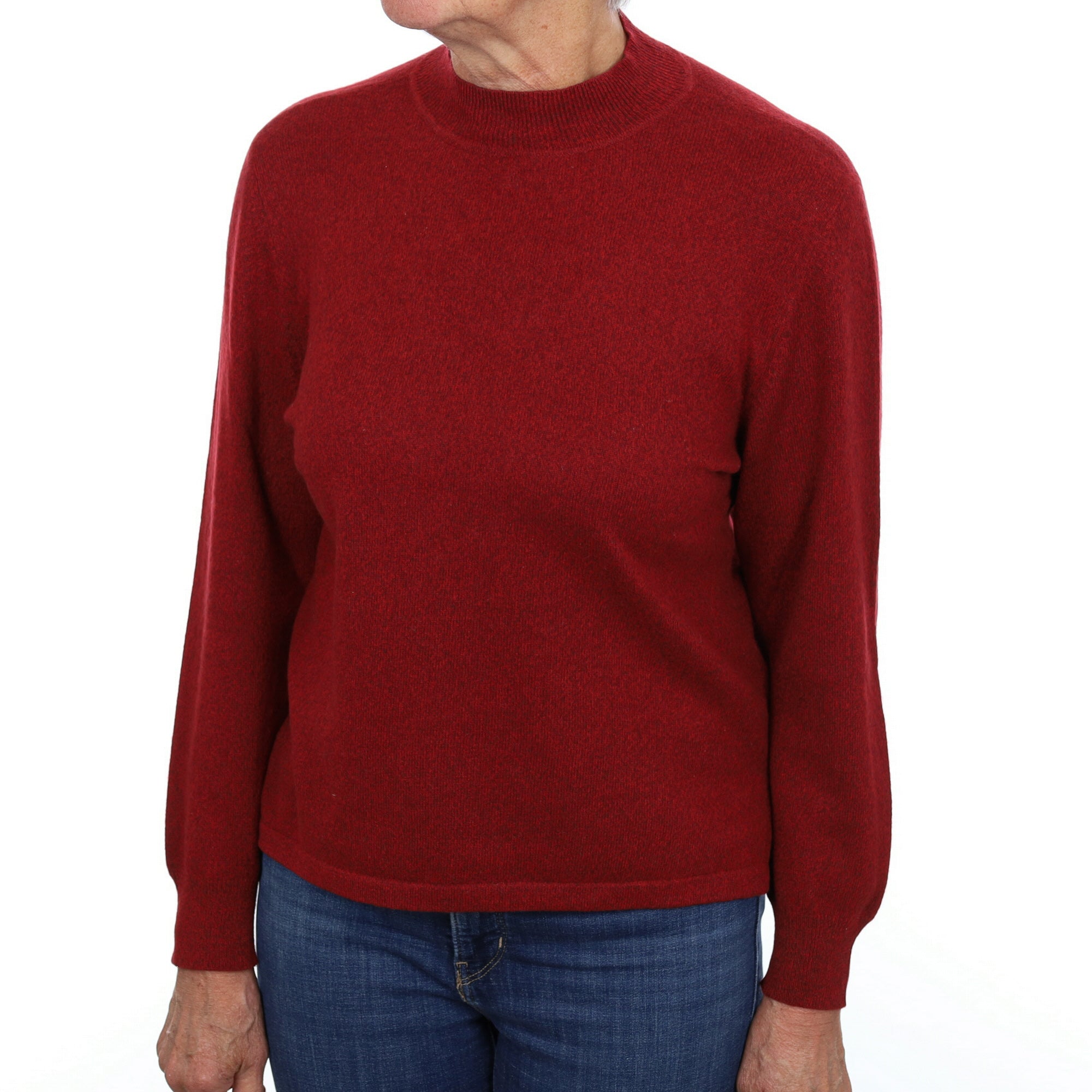 Burgundy Marl Cashmere Turtle Neck Jumper Medium