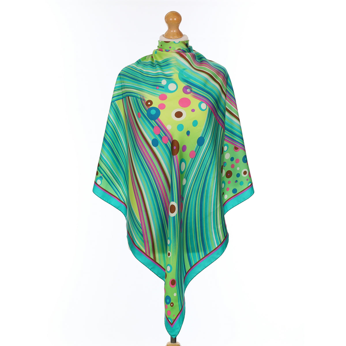 Green And Pink Abstract Silk Scarf