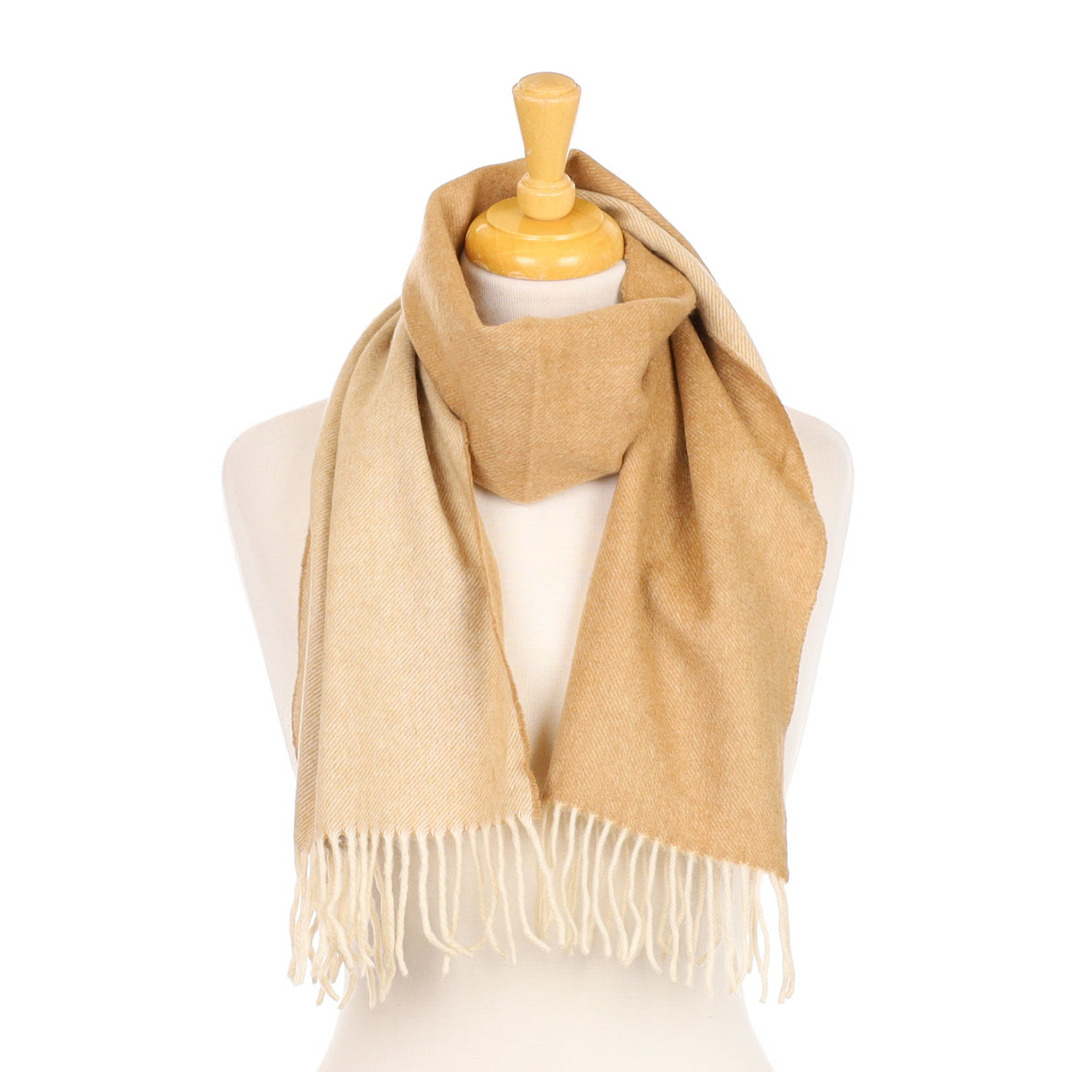 Caramel and Vanilla Reversible Cashmere Woven Scarf