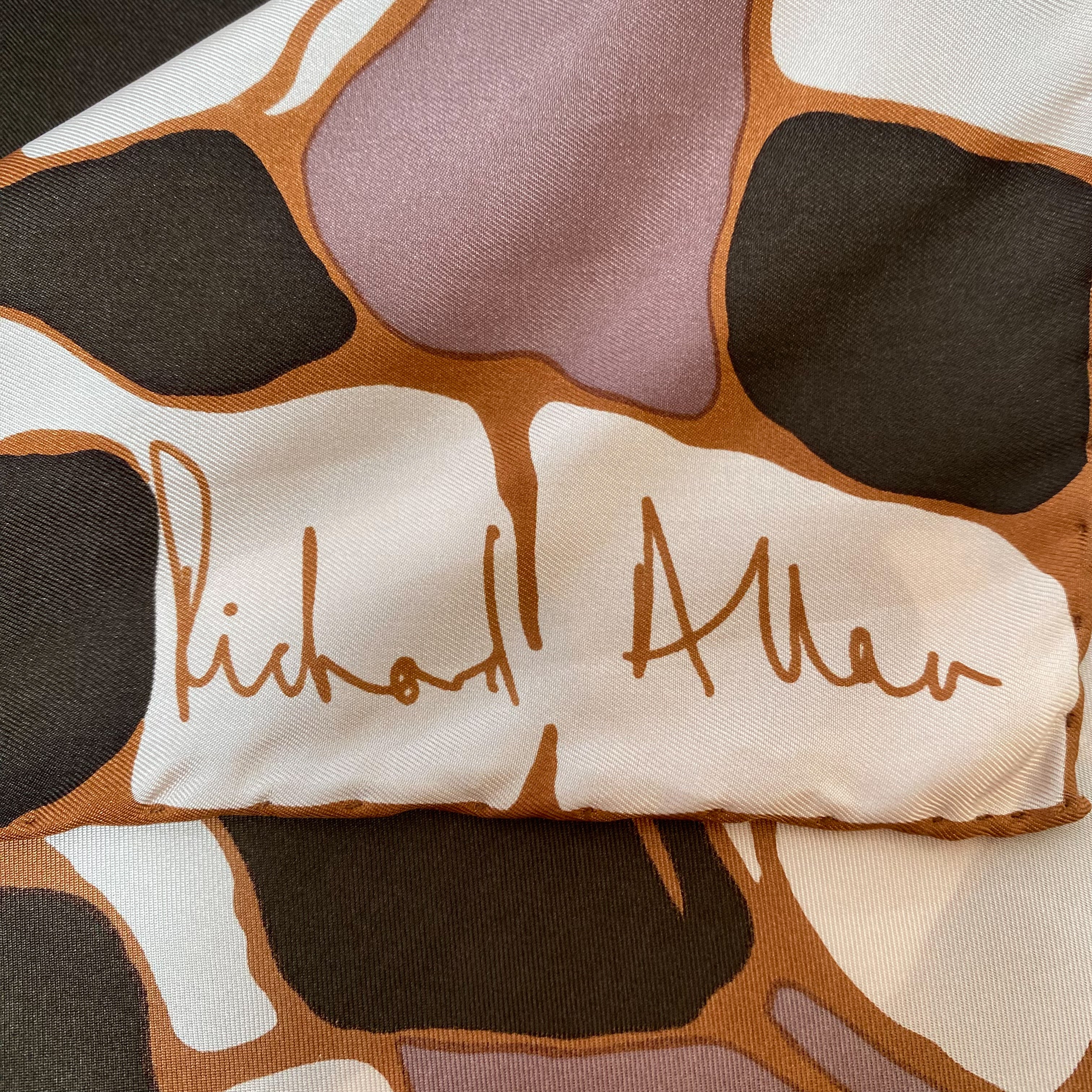 1970s Richard Allan Abstract Vintage Silk Scarf