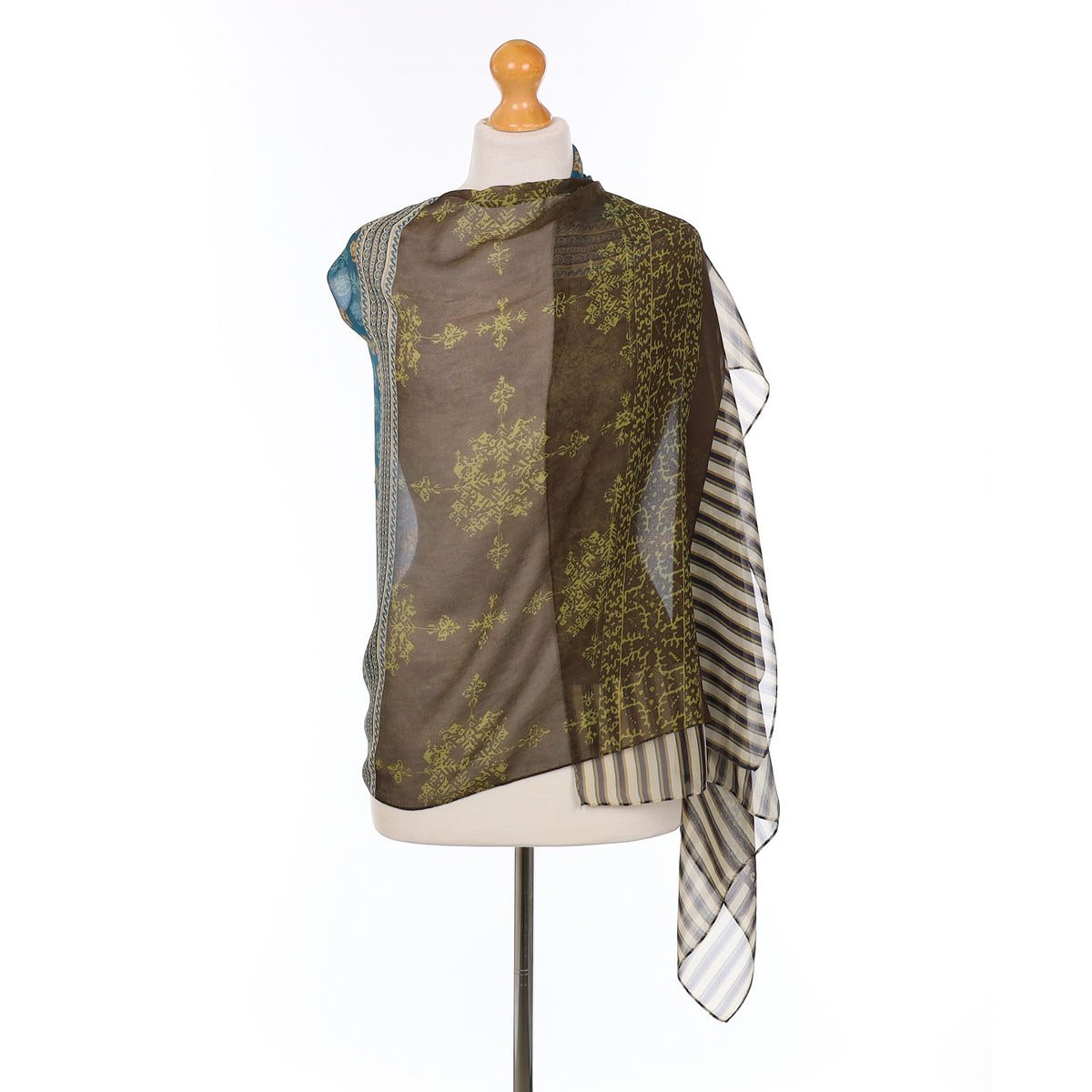 Jaeger Brown Patterned Vintage Silk Scarf