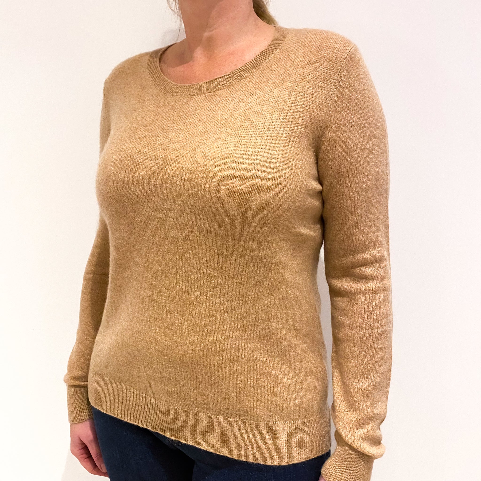 Butterscotch Brown Cashmere Crew Neck Jumper Large