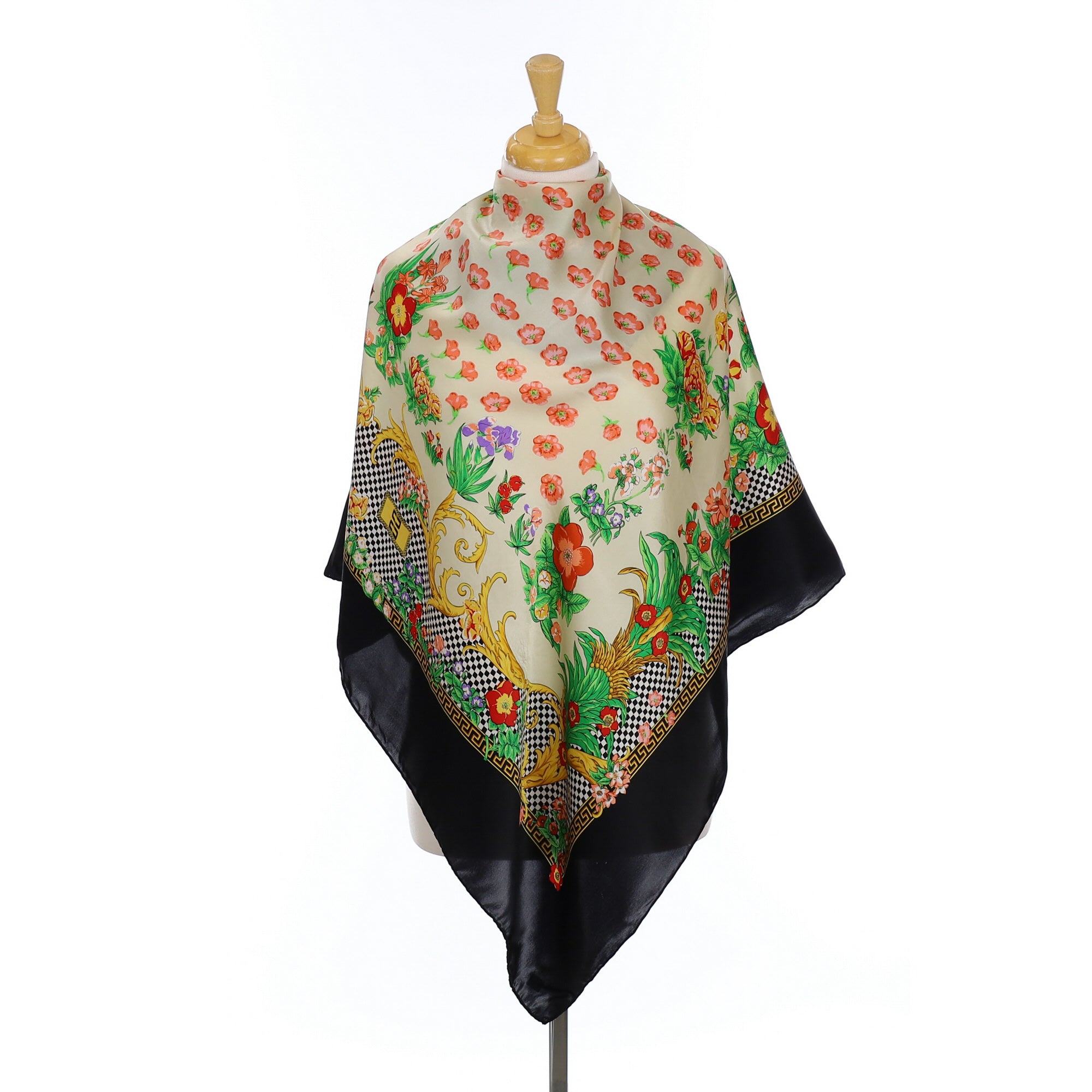 Floral Satin Large Silk Scarf
