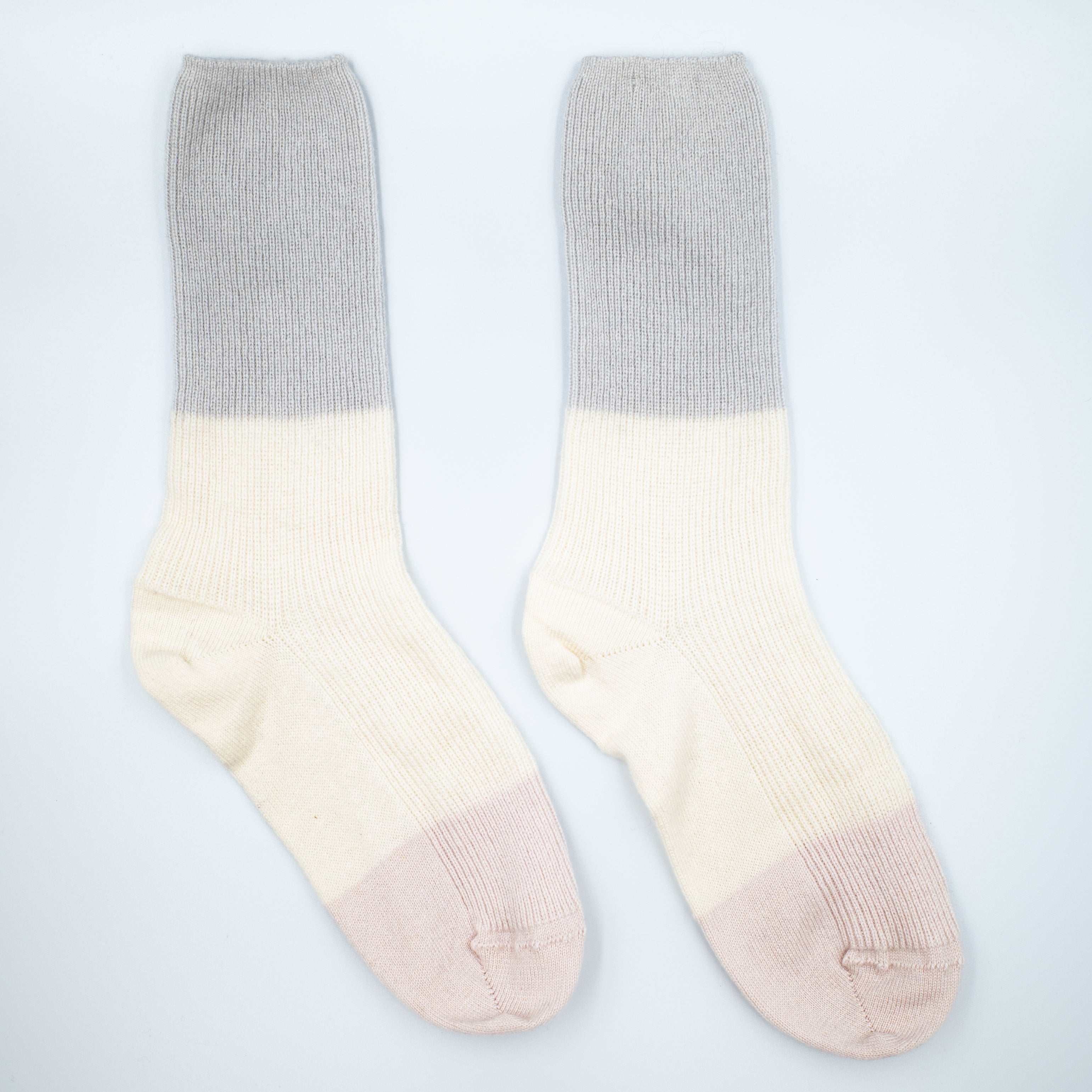 Cream and Pink Ladies Cashmere Every Day Socks