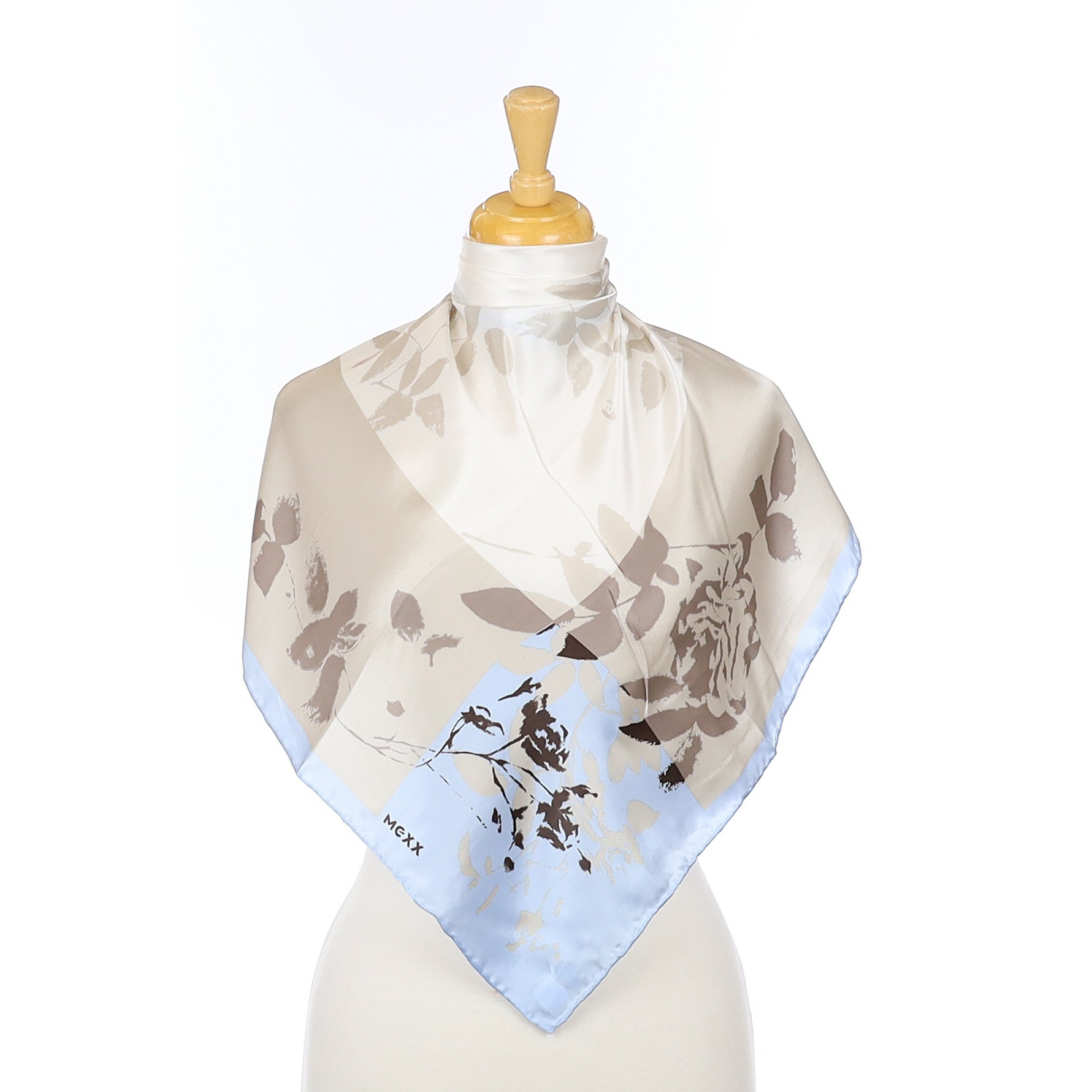 Mexx Pale Blue and Grey Silk Scarf