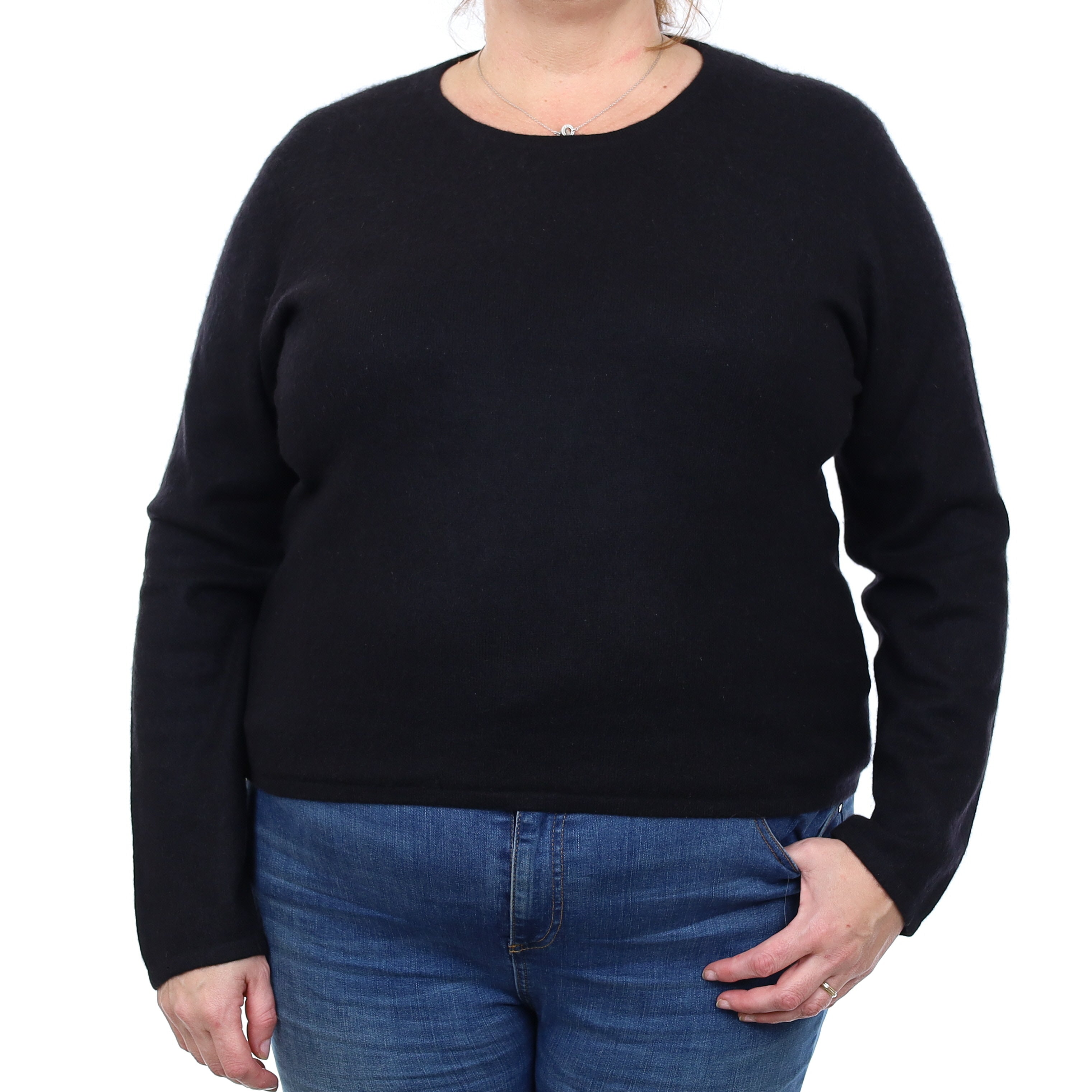 Black Cashmere Crew Neck Jumper Extra Large