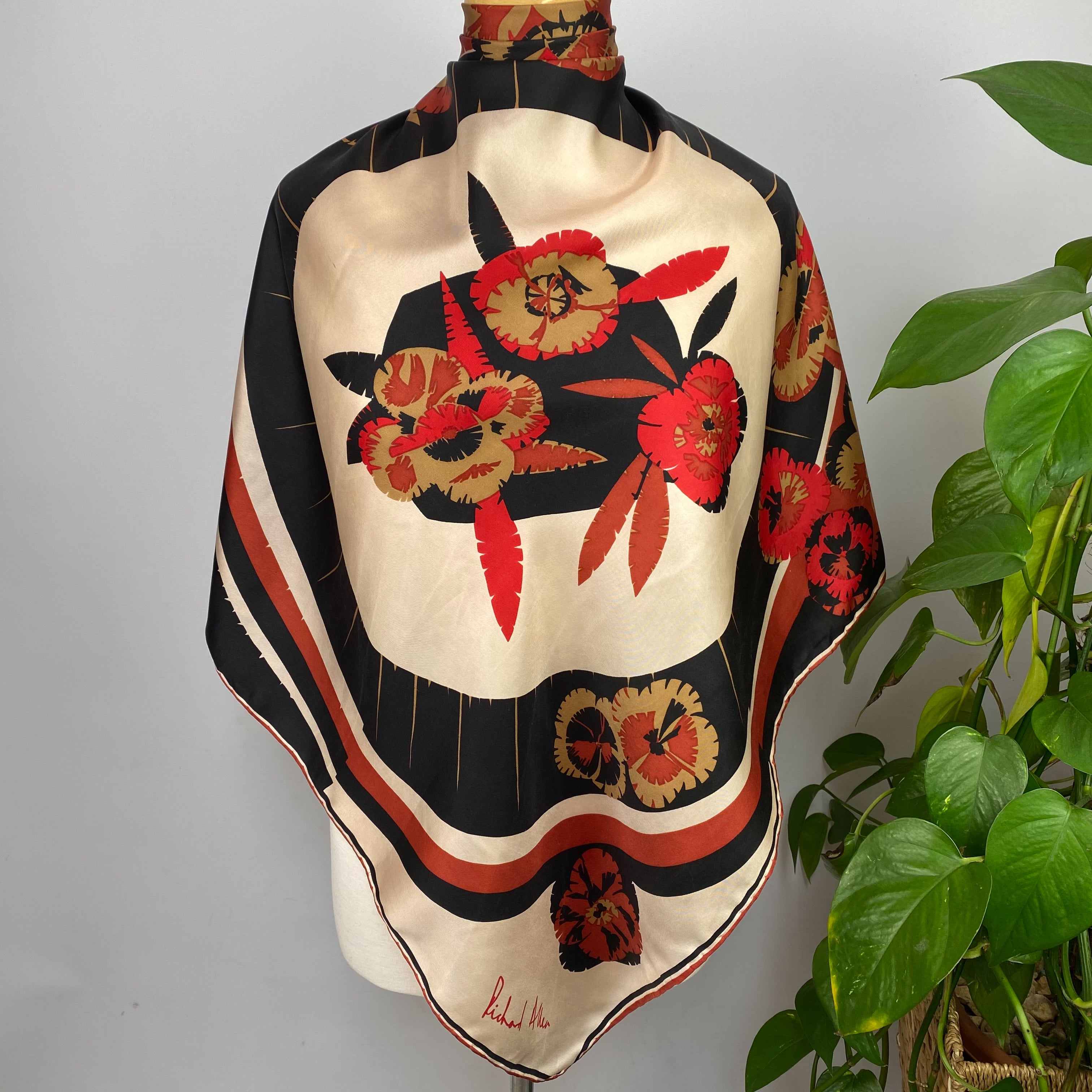 1970s Richard Allan Vintage Silk Scarf