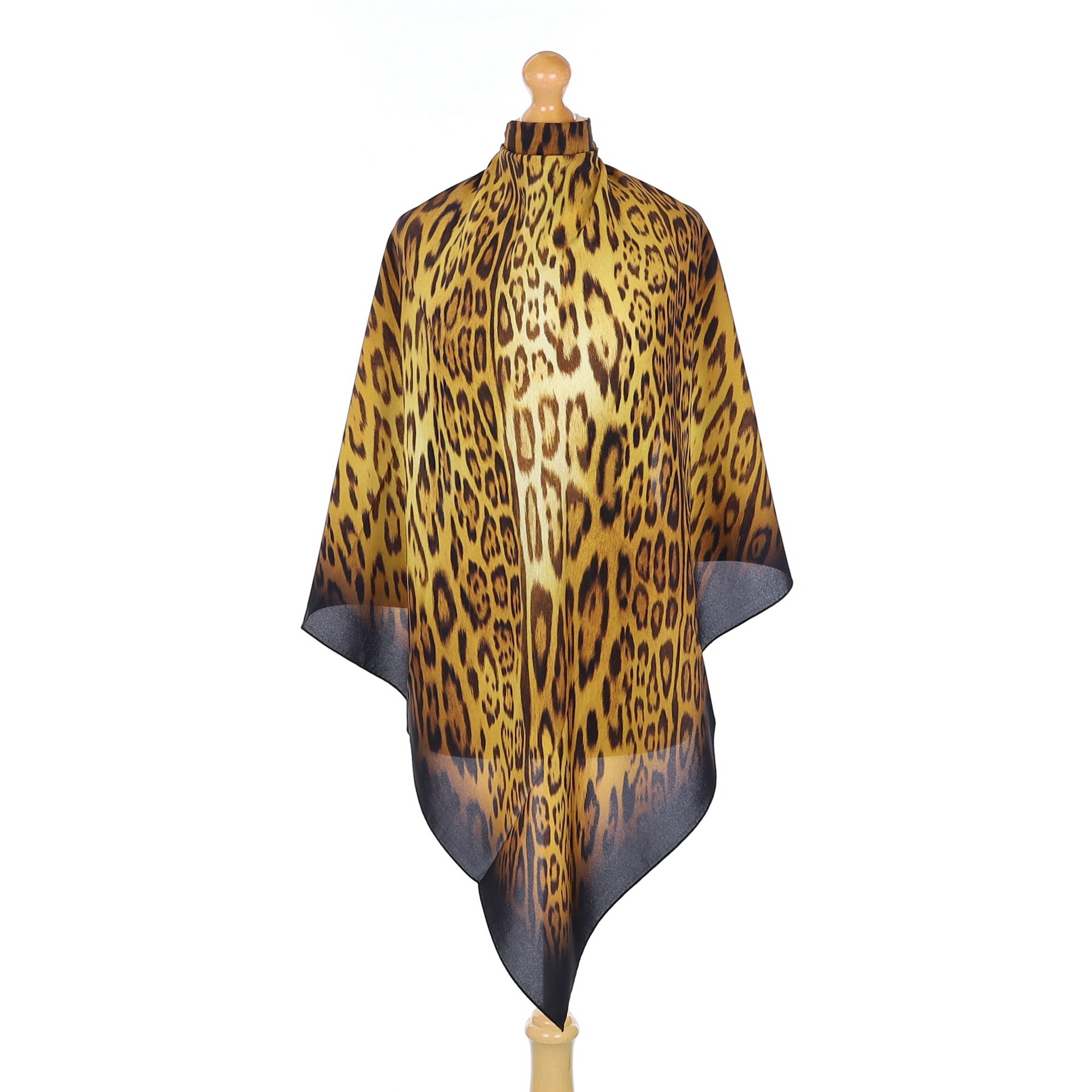 Brand New Italian Butterscotch Leopard Print Silk Scarf