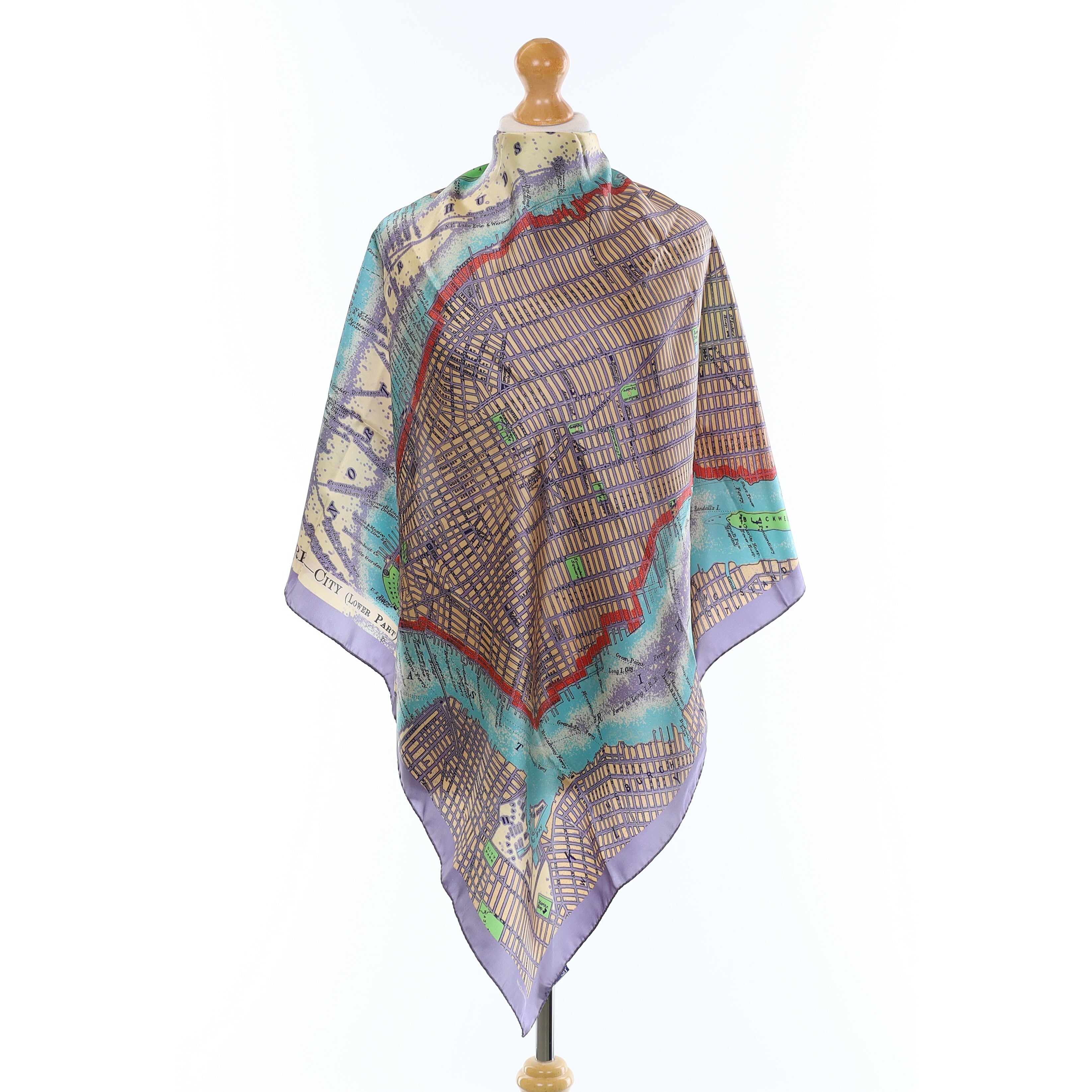 Brand New New York Map Silk Scarf