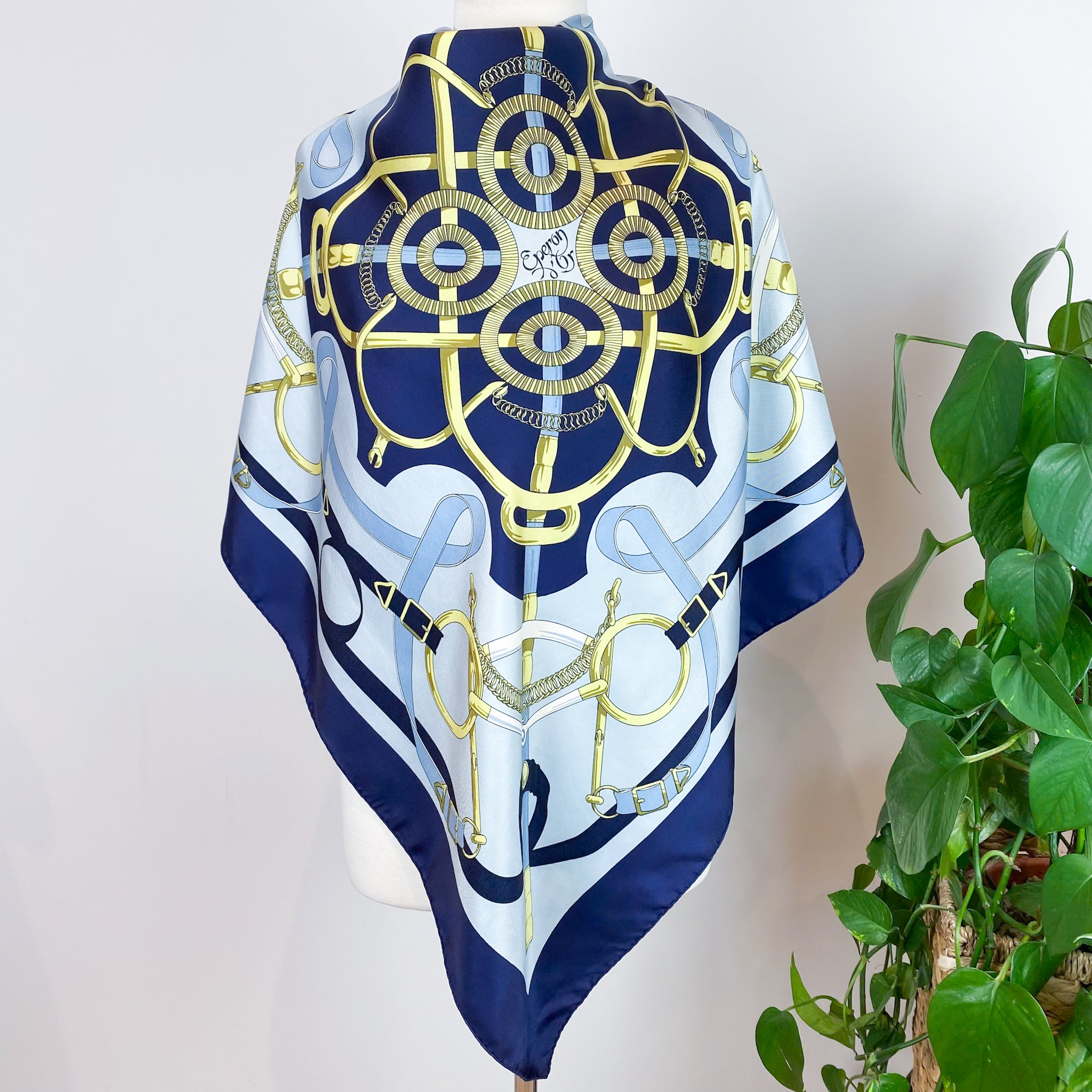Boxed Hermes Eperon d’Or Vintage Silk Scarf