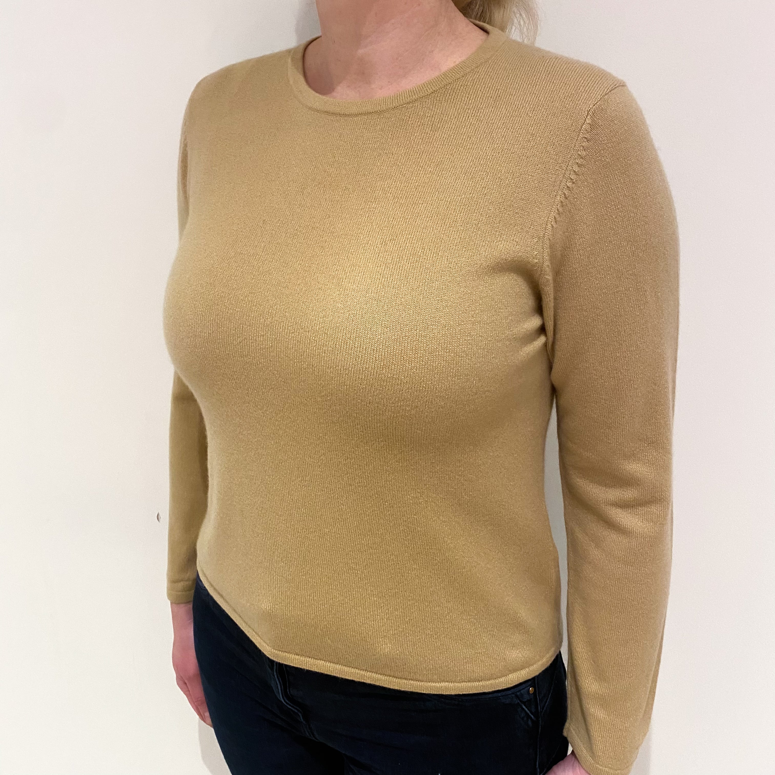 Caramel Brown Cashmere Crew Neck Jumper Large