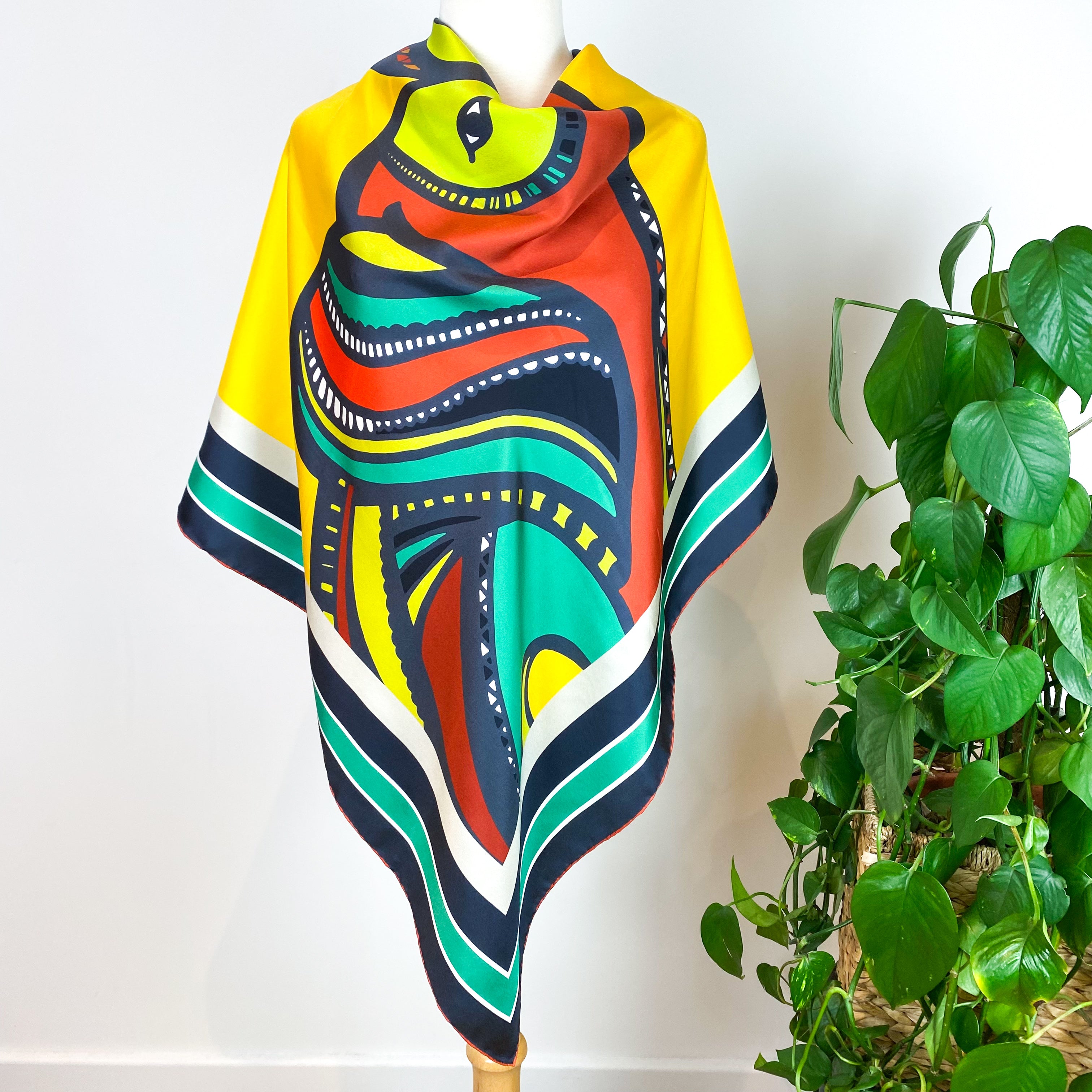Abstract Elephant Design Modern Italian Silk Scarf