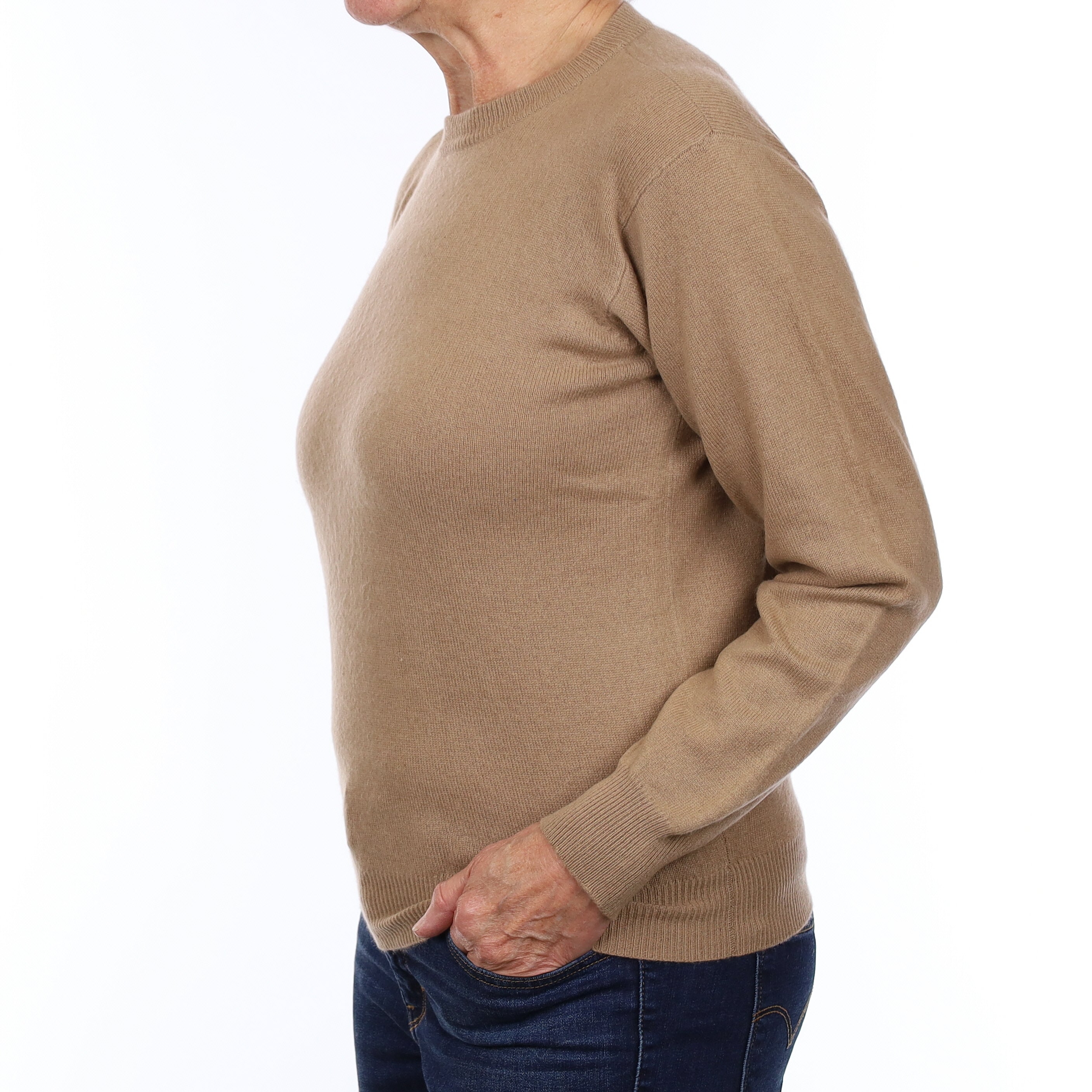 Nutmeg Brown Cashmere Crew Neck Jumper Medium