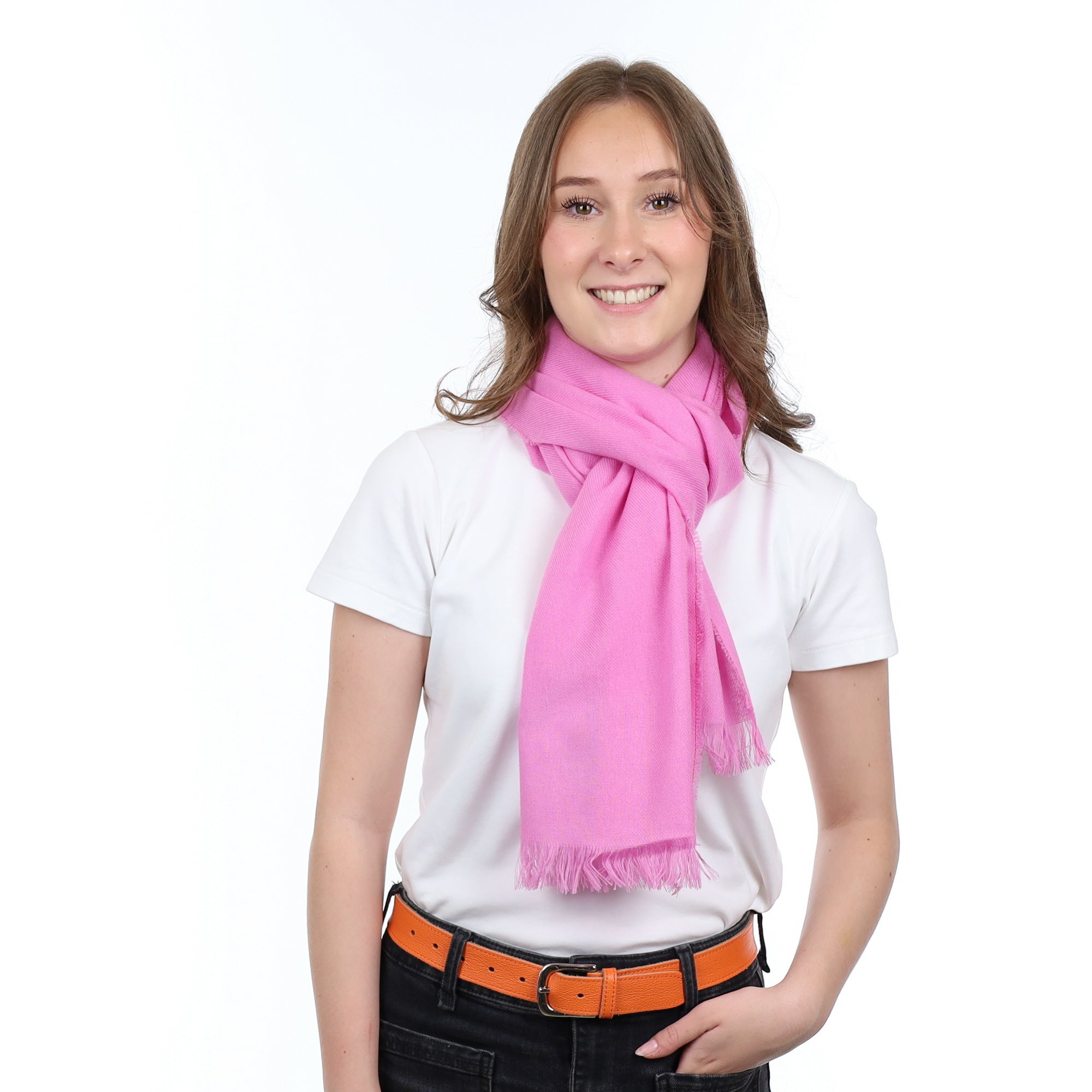 Brand New British Bubblegum Pink Luxury Woven Cashmere Mini Wrap