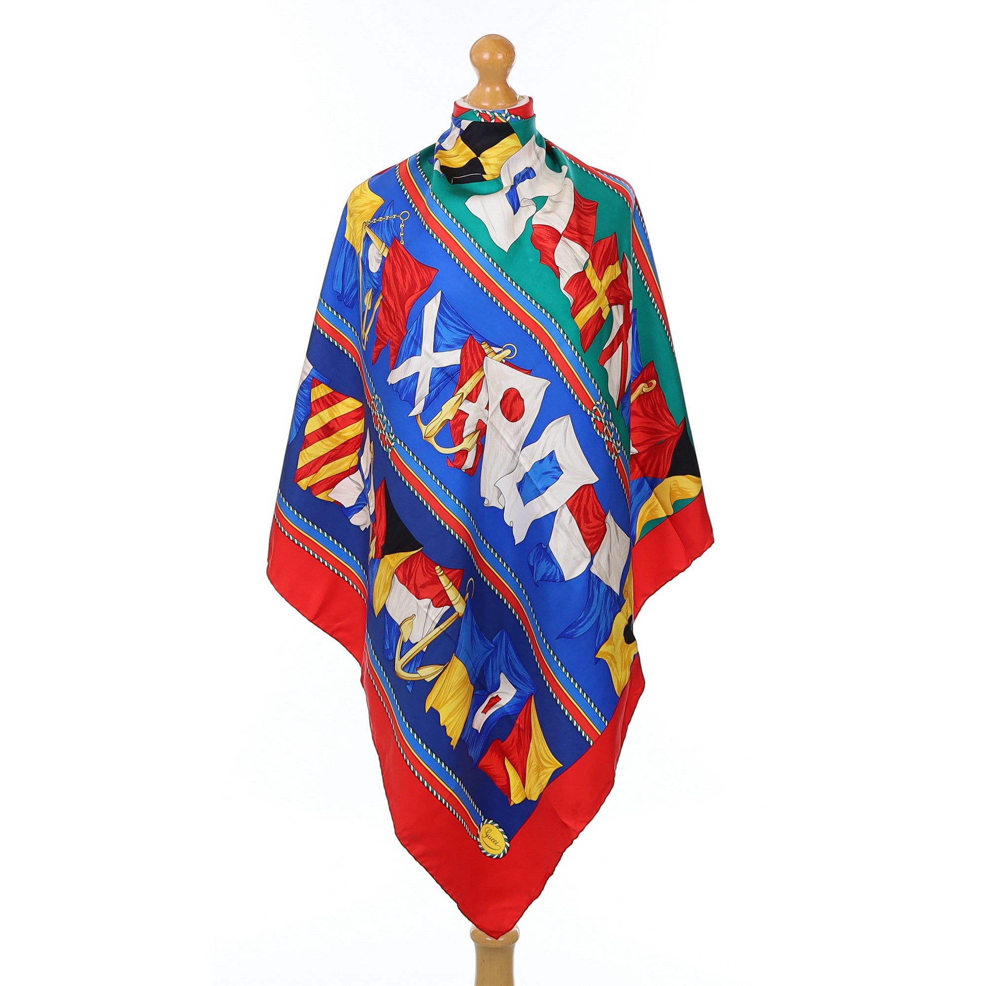 Brand New Gucci Flag Design Vintage Silk Scarf
