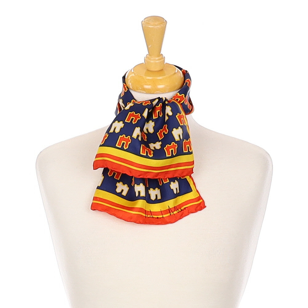 1970’s Richard Allan Blue, Red & Yellow Silk Scarf