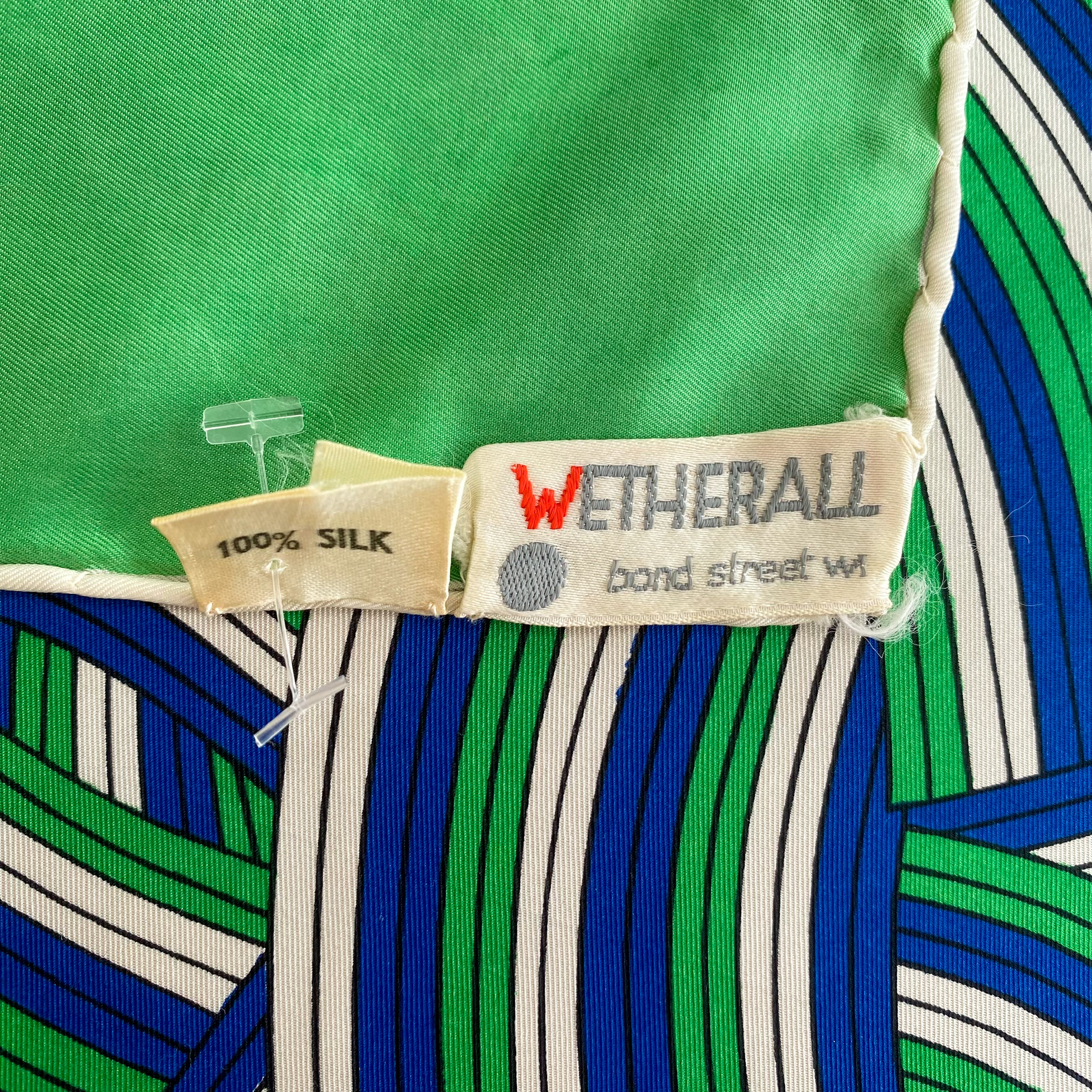 1960’s Green and Blue Abstract Silk Scarf