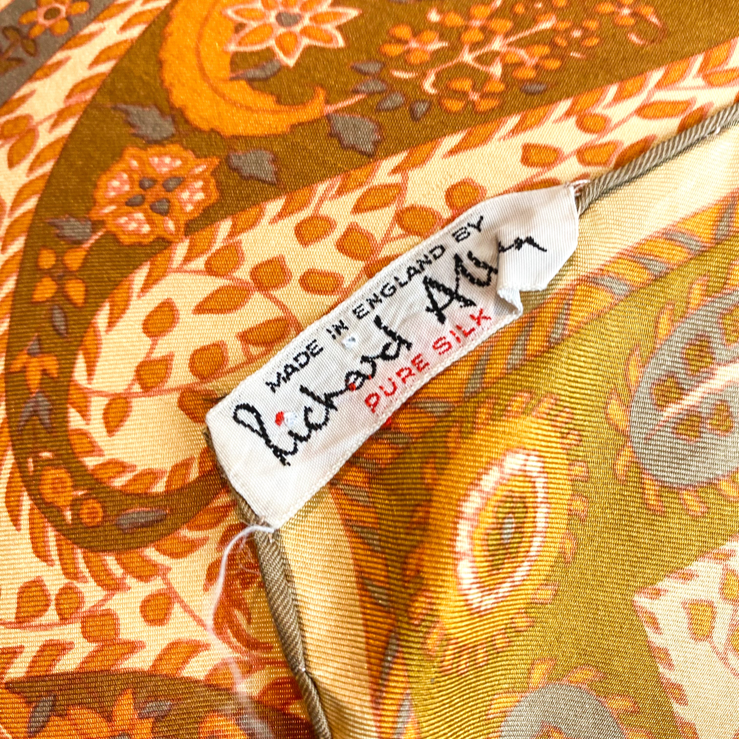 1970s Richard Allan Paisley Vintage Silk Scarf