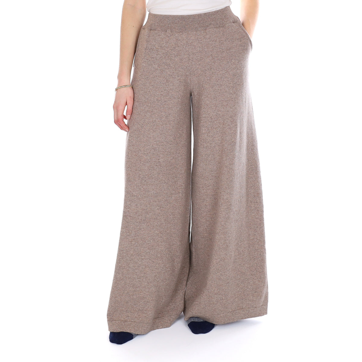 Brand New Scottish Mink Brown Cashmere Extra Wide Leg Lounge Pants Small