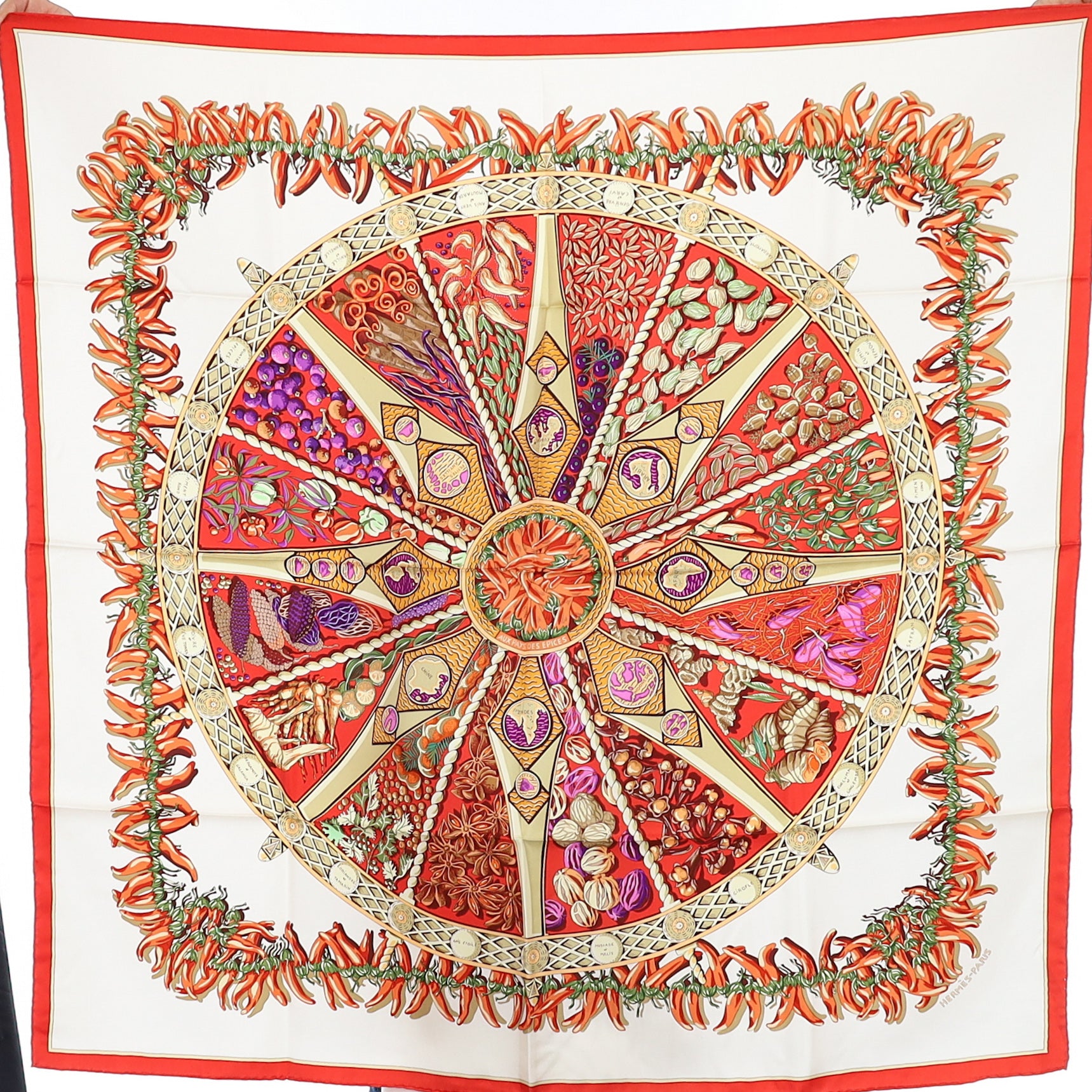 Boxed Hermès Aux Pays des Epices Silk Scarf