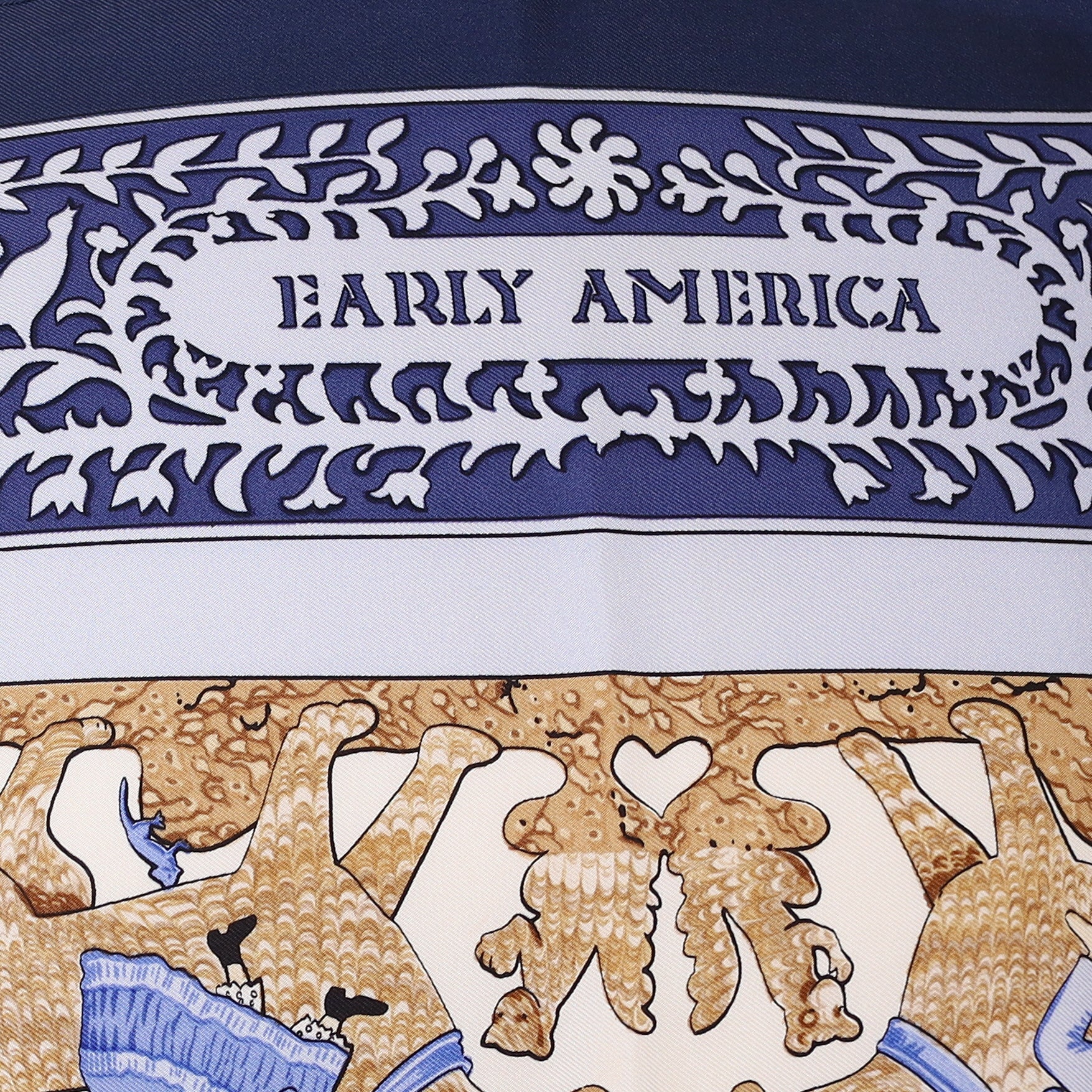 Pristine Hermès Early America Silk Scarf Quite Rare