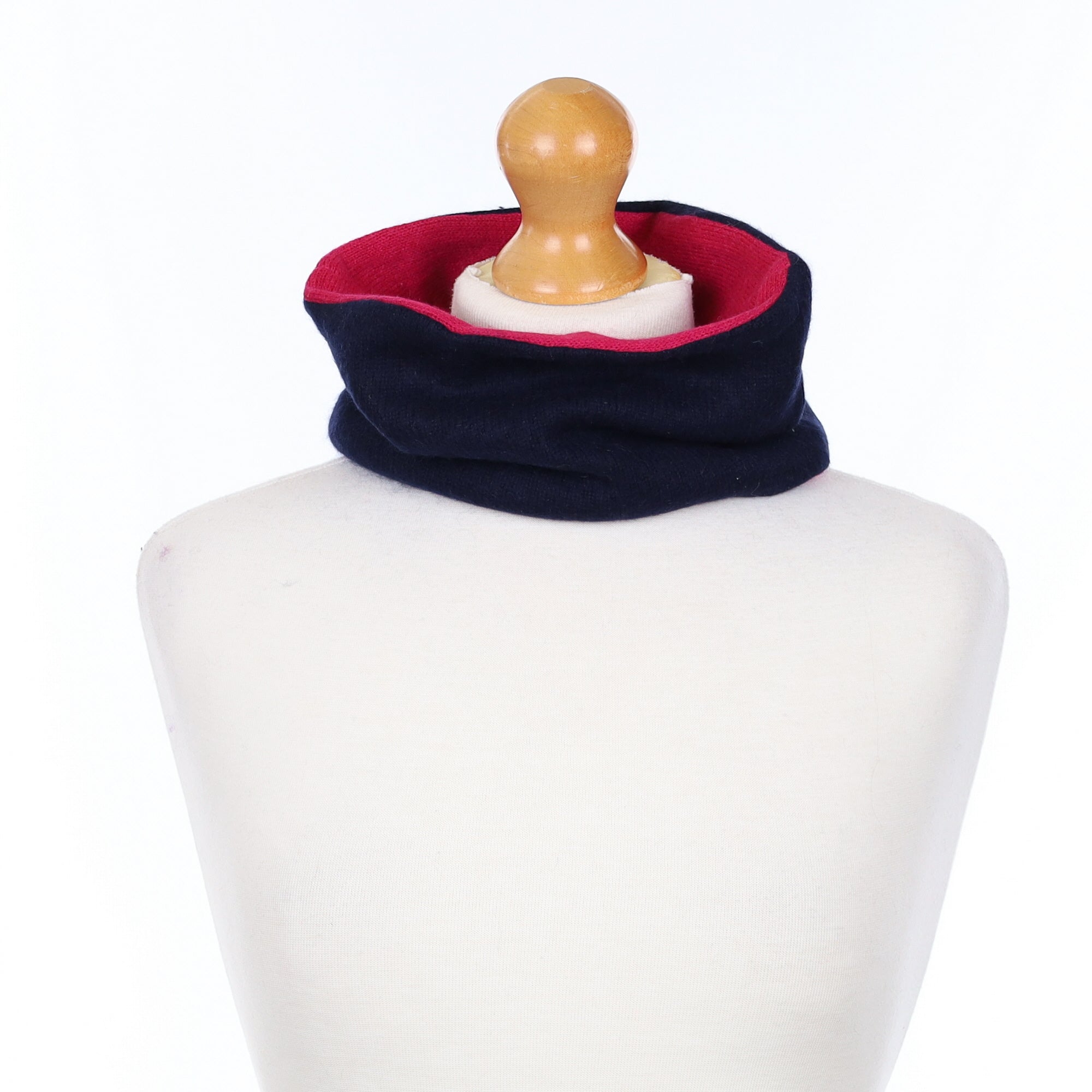 Dark Navy and Cherry Pink Neck Warmer