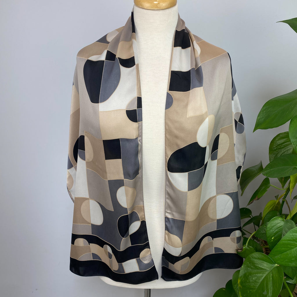 Modern Geometric Italian Silk Scarf