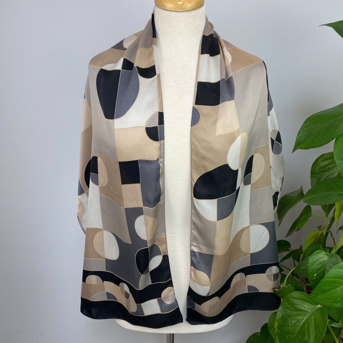 Modern Geometric Italian Silk Scarf