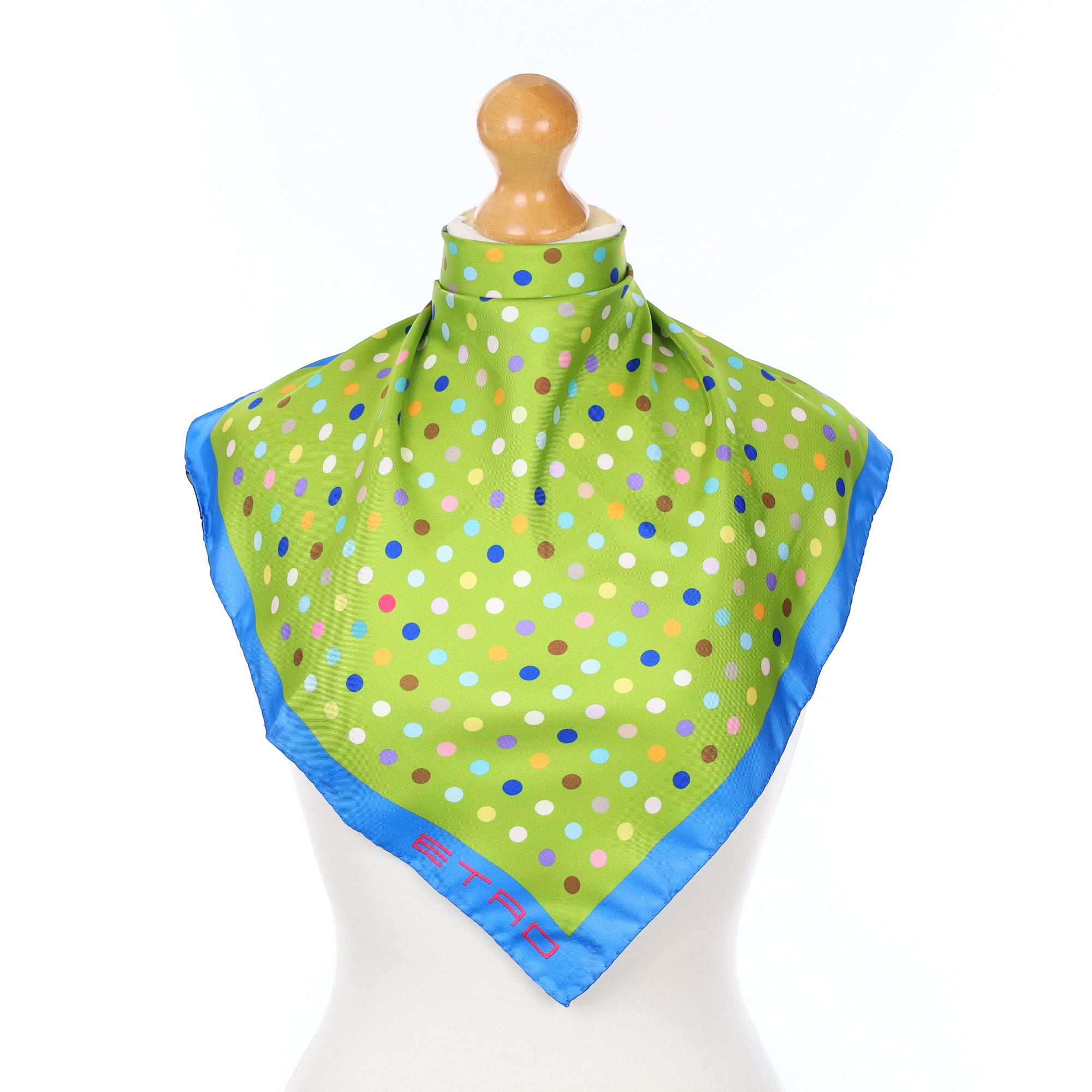 Etro Green Spotted Silk Scarf