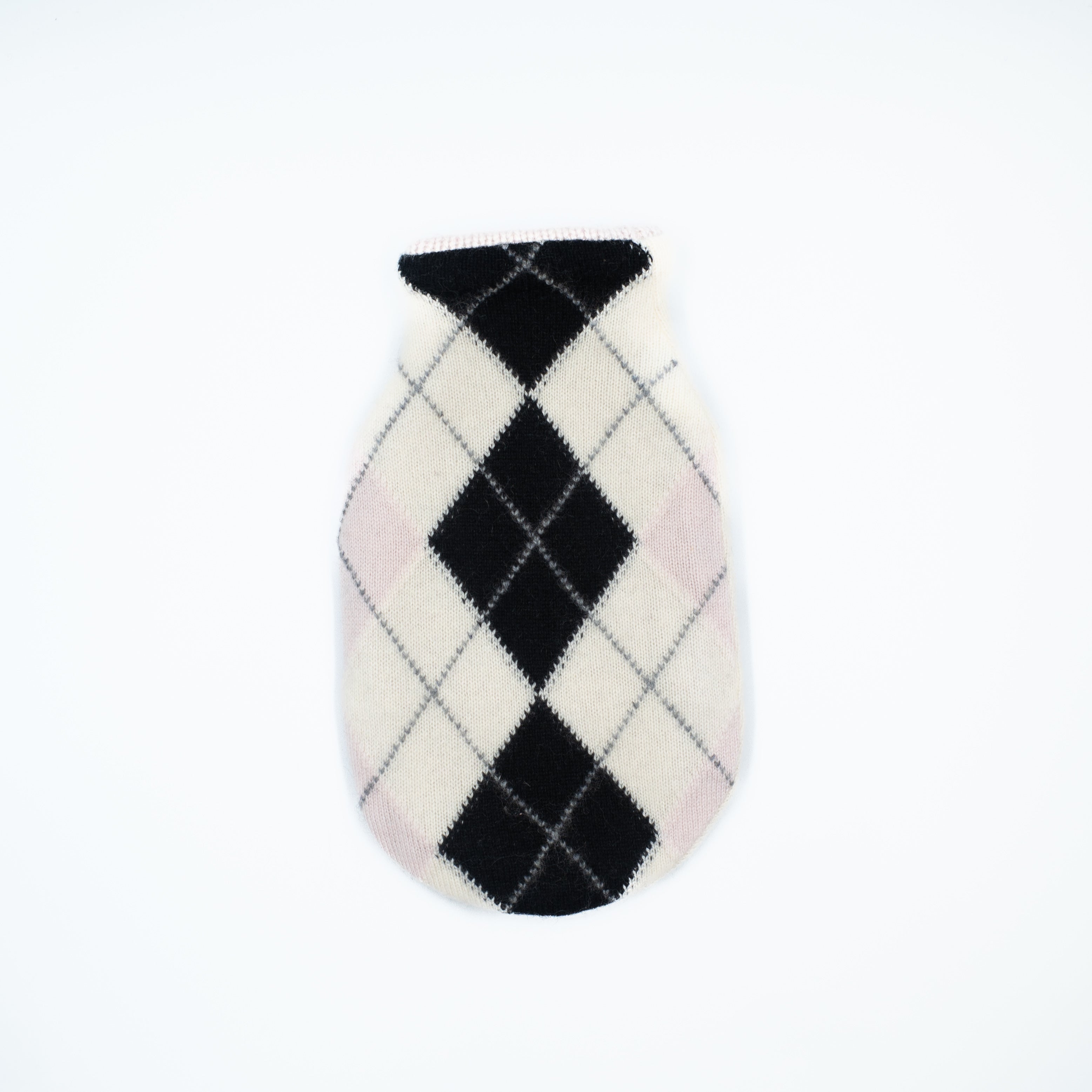 Blaxk, Cream and Pink Cashmere Small Hot Water Bottle